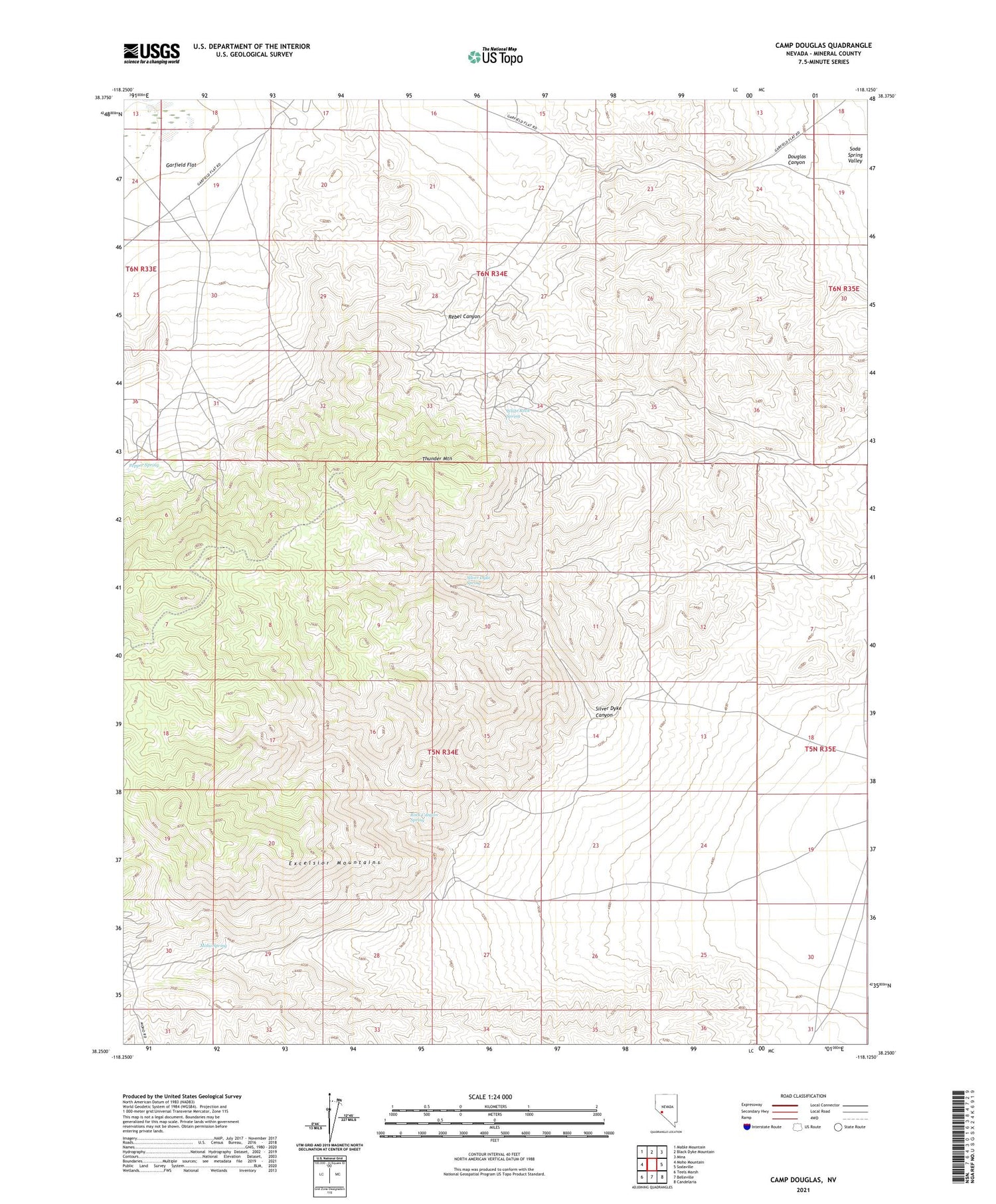 Camp Douglas Nevada US Topo Map Image