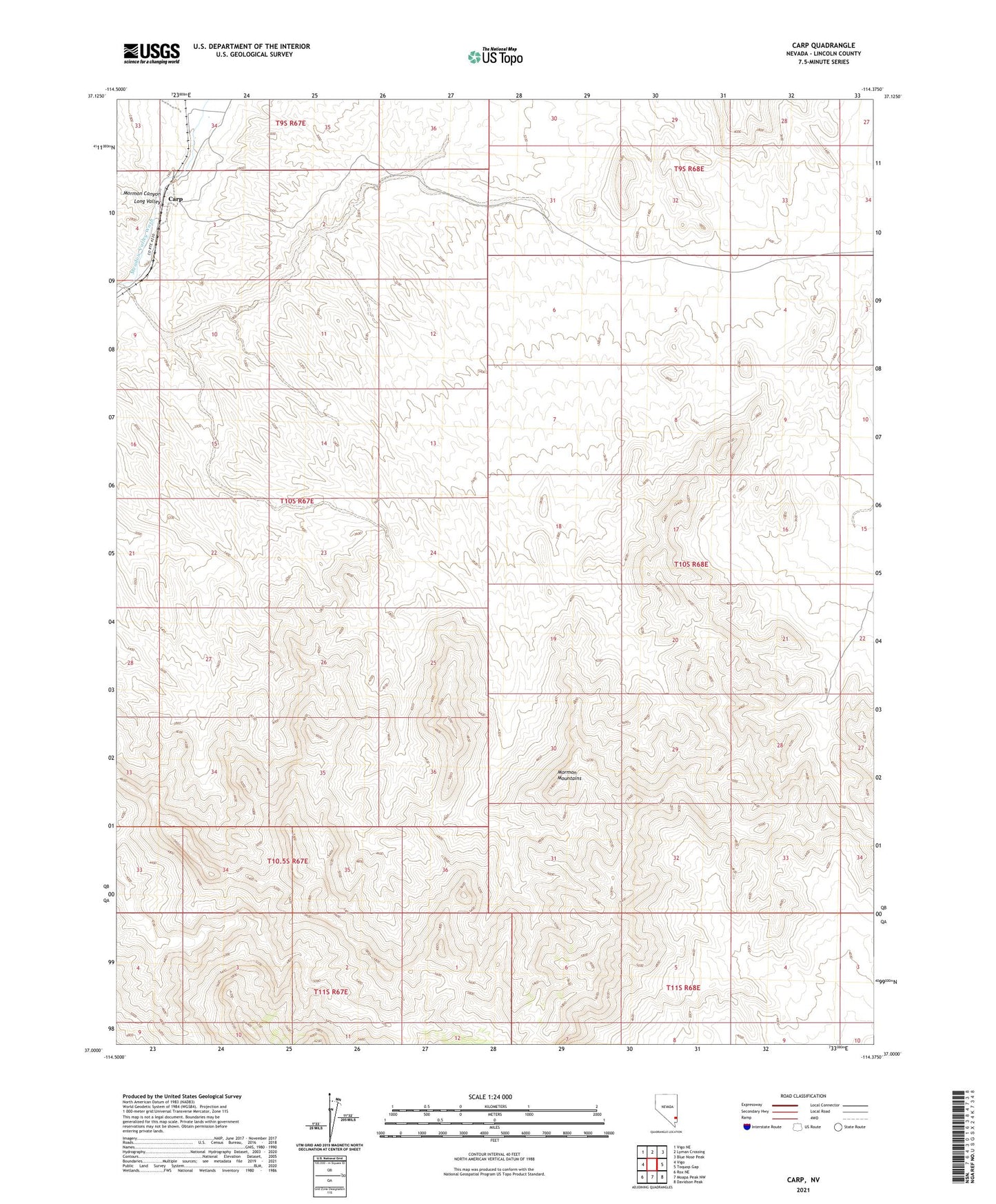 Carp Nevada US Topo Map Image