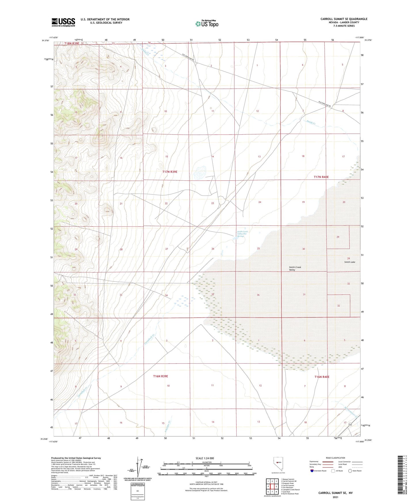 Carroll Summit SE Nevada US Topo Map Image