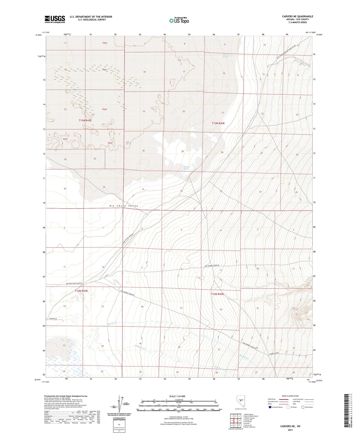 Carvers NE Nevada US Topo Map Image