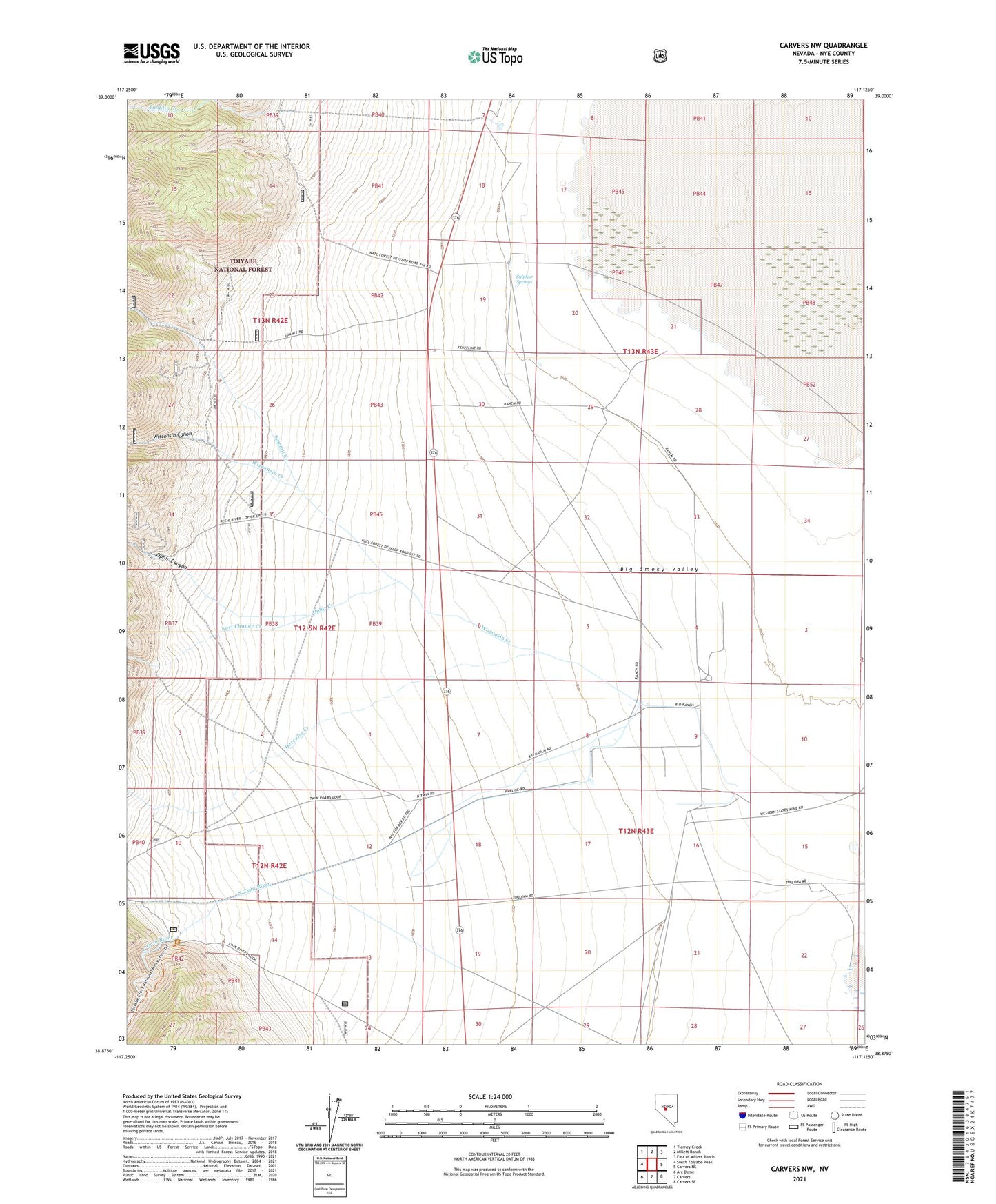 Carvers NW Nevada US Topo Map Image