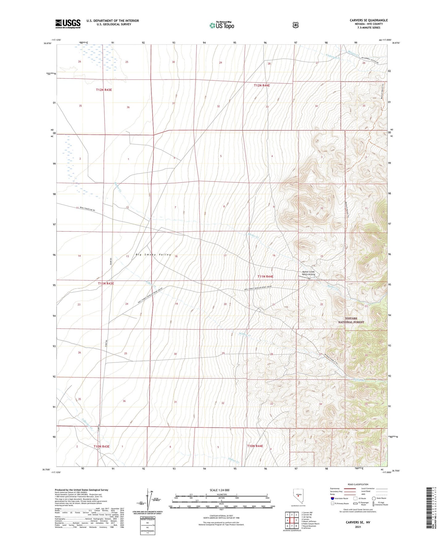 Carvers SE Nevada US Topo Map Image