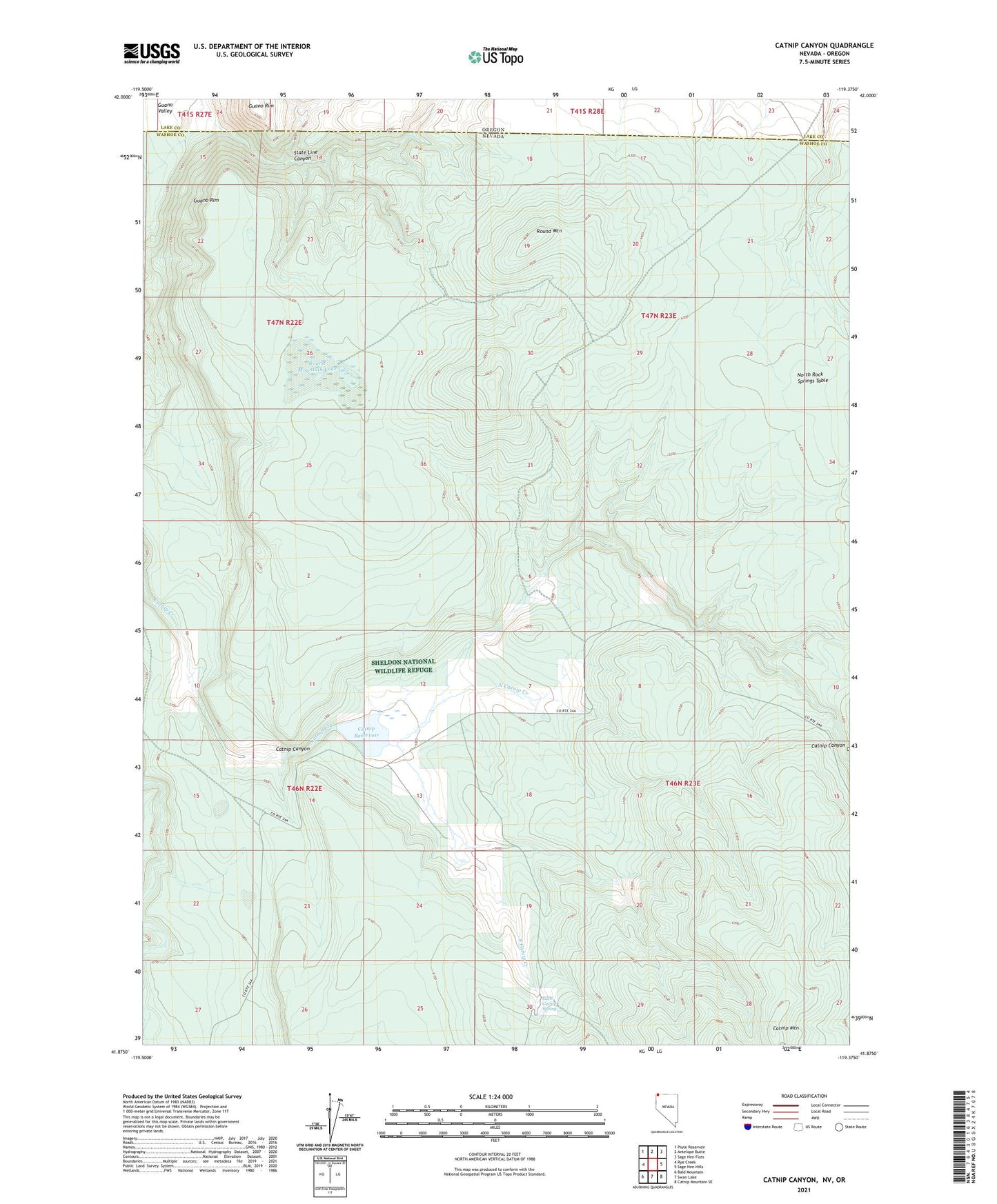 Catnip Canyon Nevada US Topo Map Image