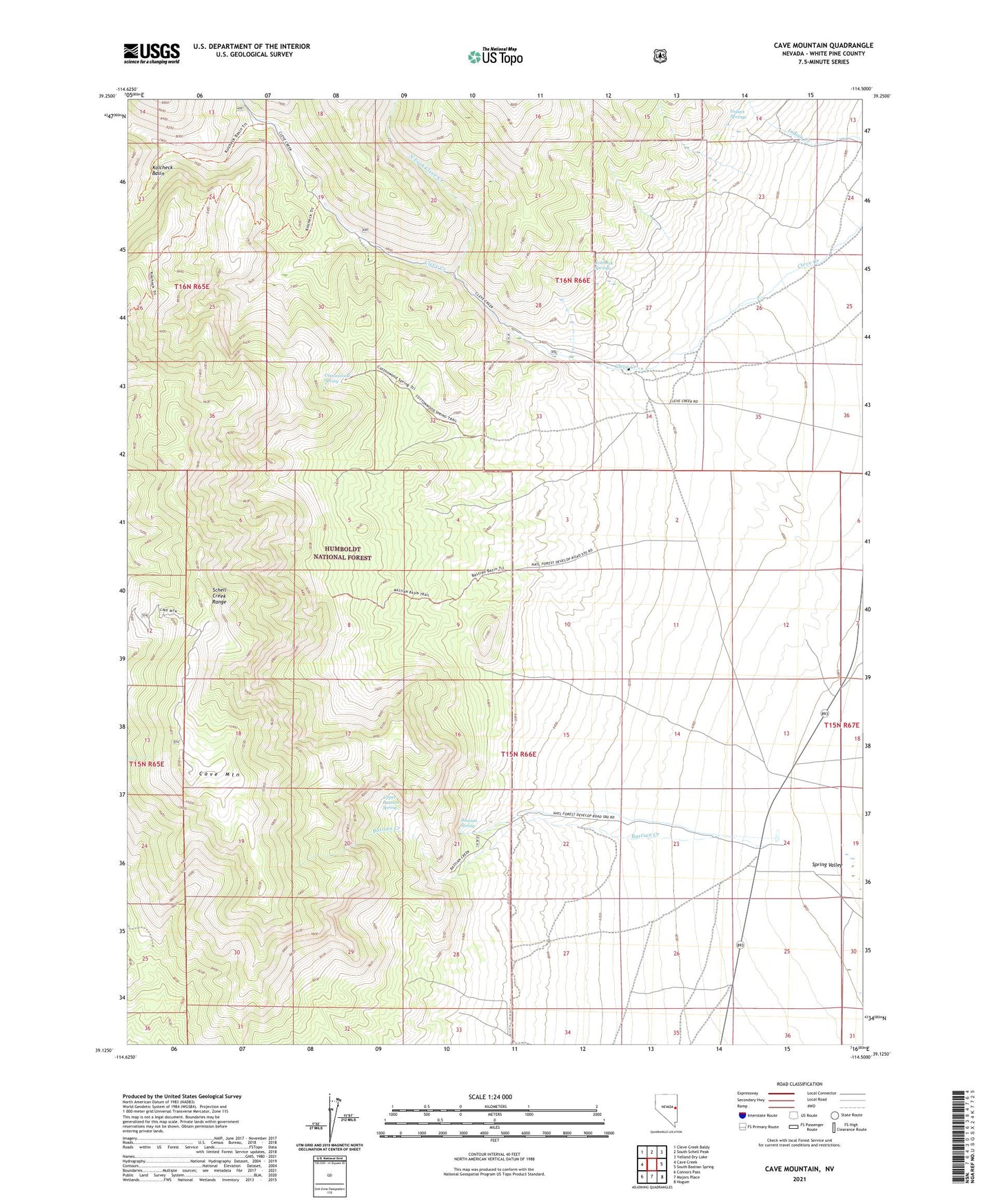 Cave Mountain Nevada US Topo Map Image