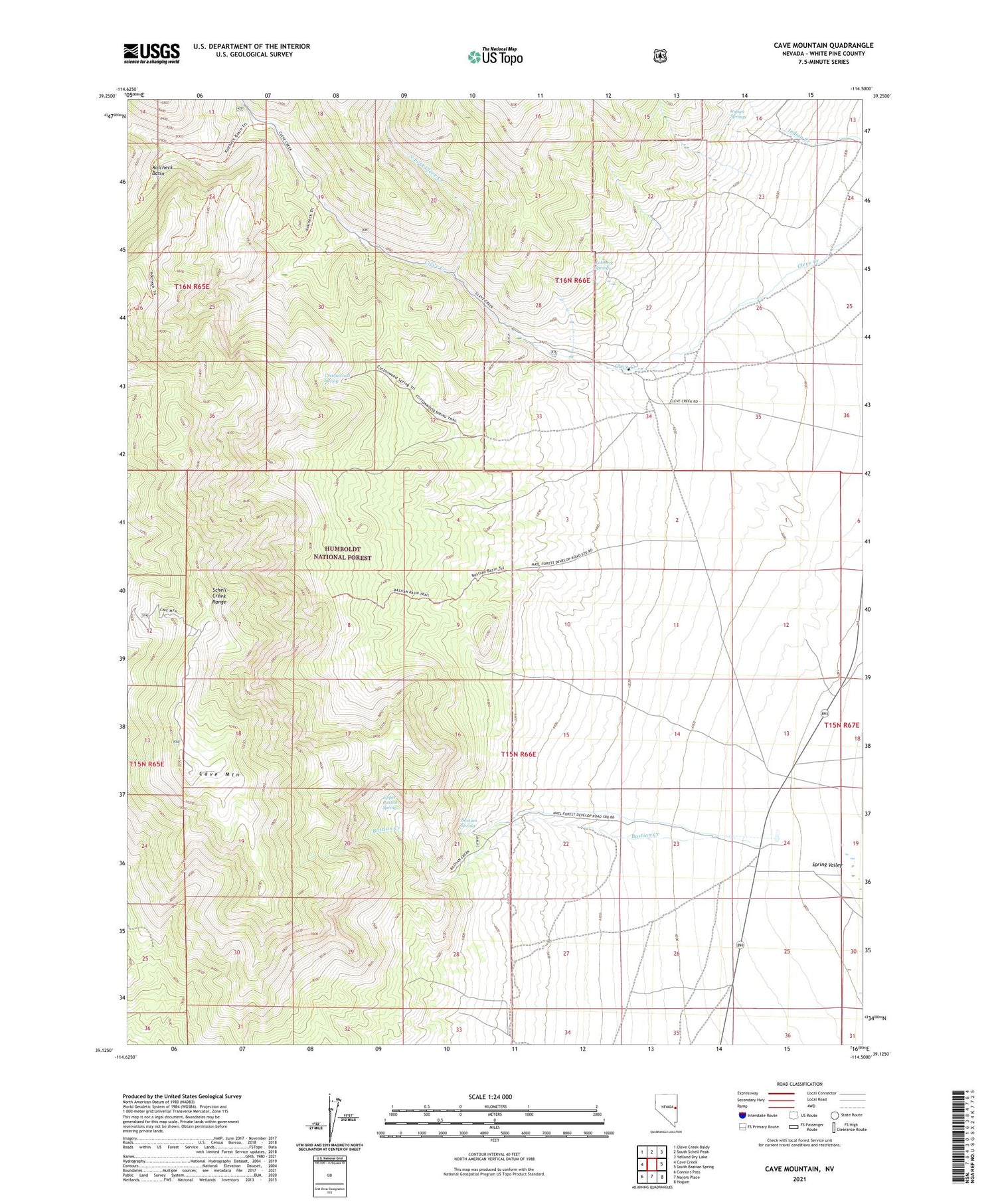 Cave Mountain Nevada US Topo Map Image