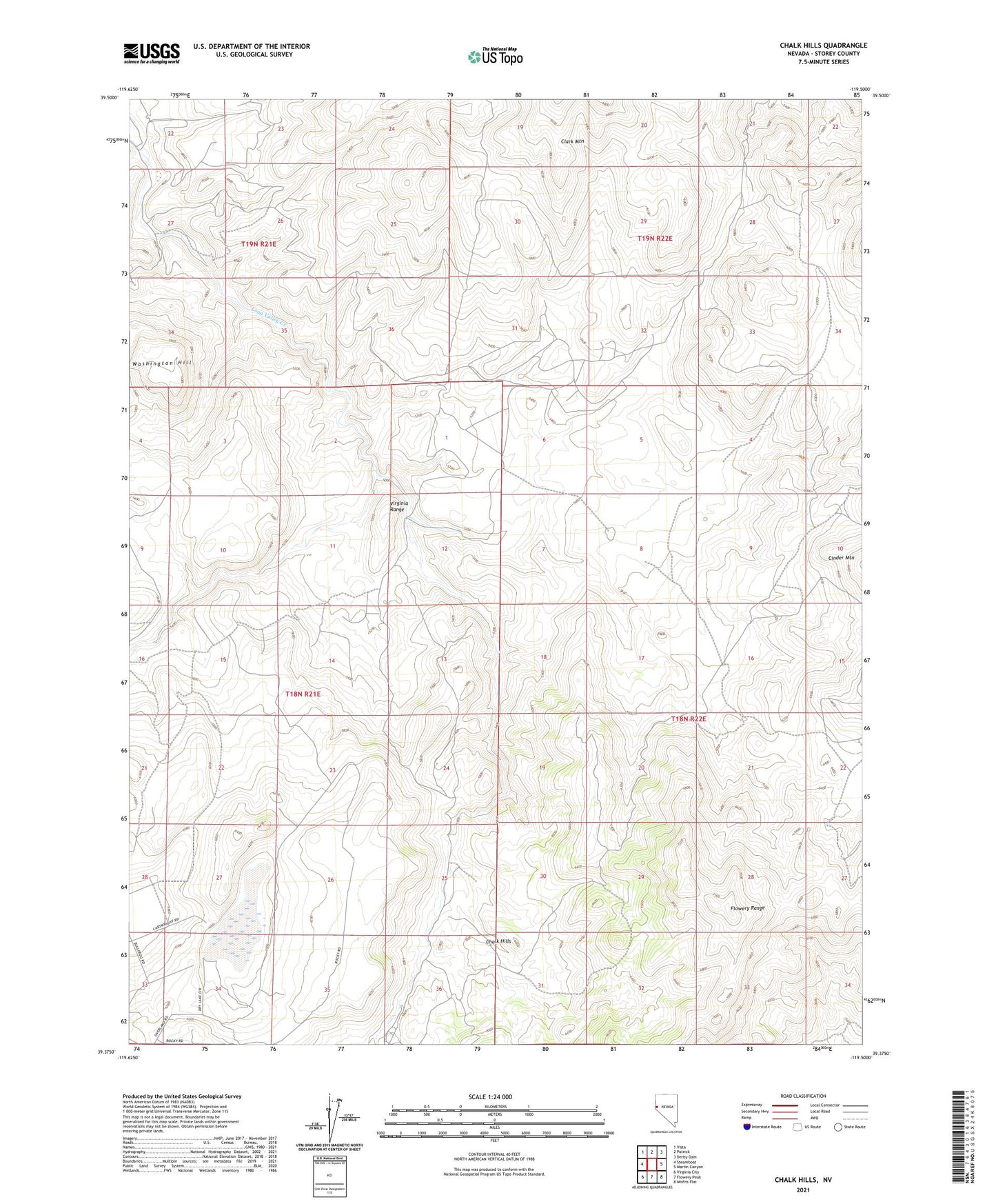 Chalk Hills Nevada US Topo Map Image