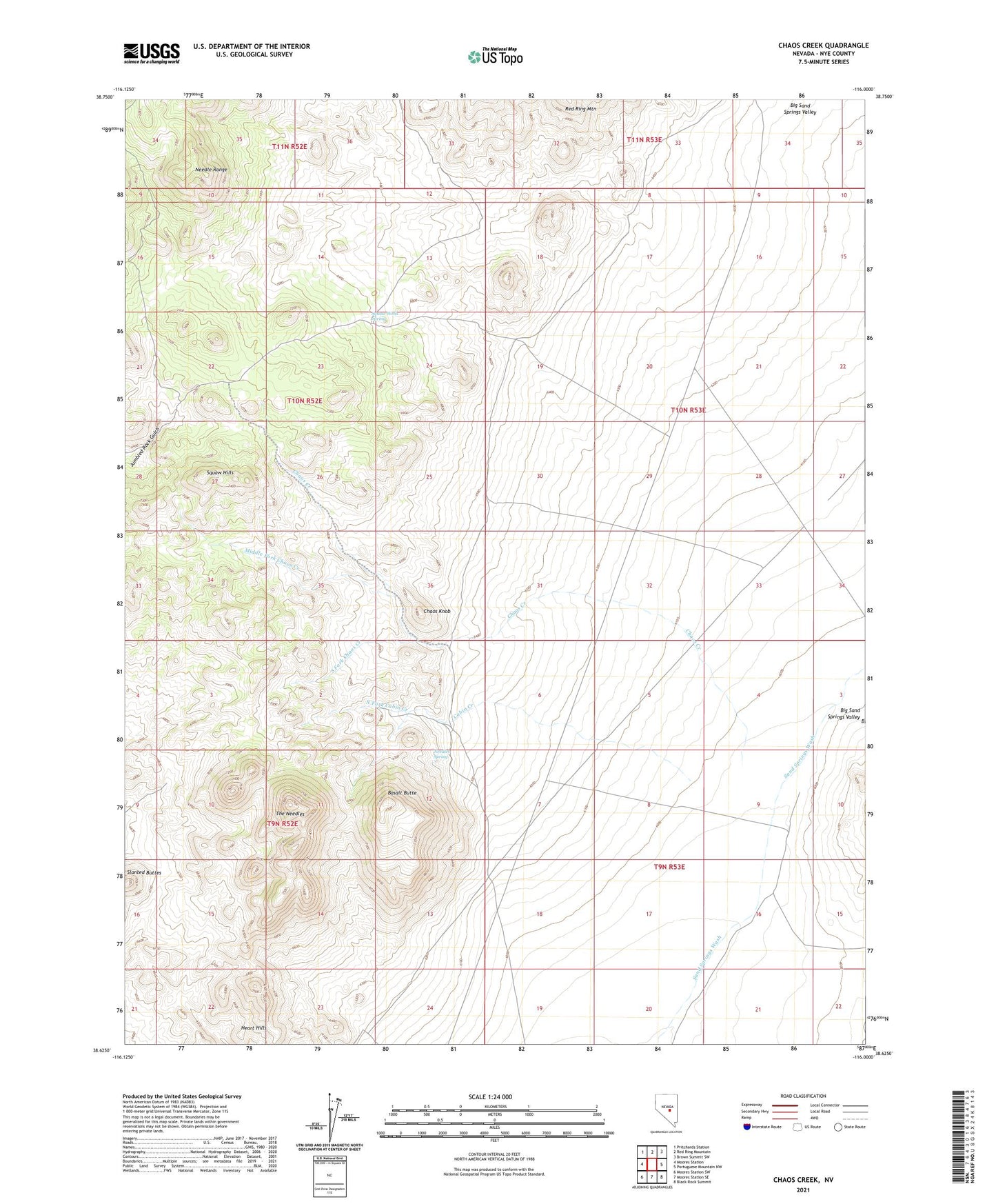 Chaos Creek Nevada US Topo Map Image