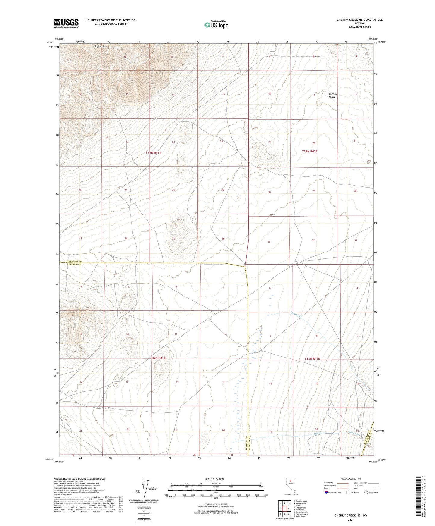 Cherry Creek NE Nevada US Topo Map Image