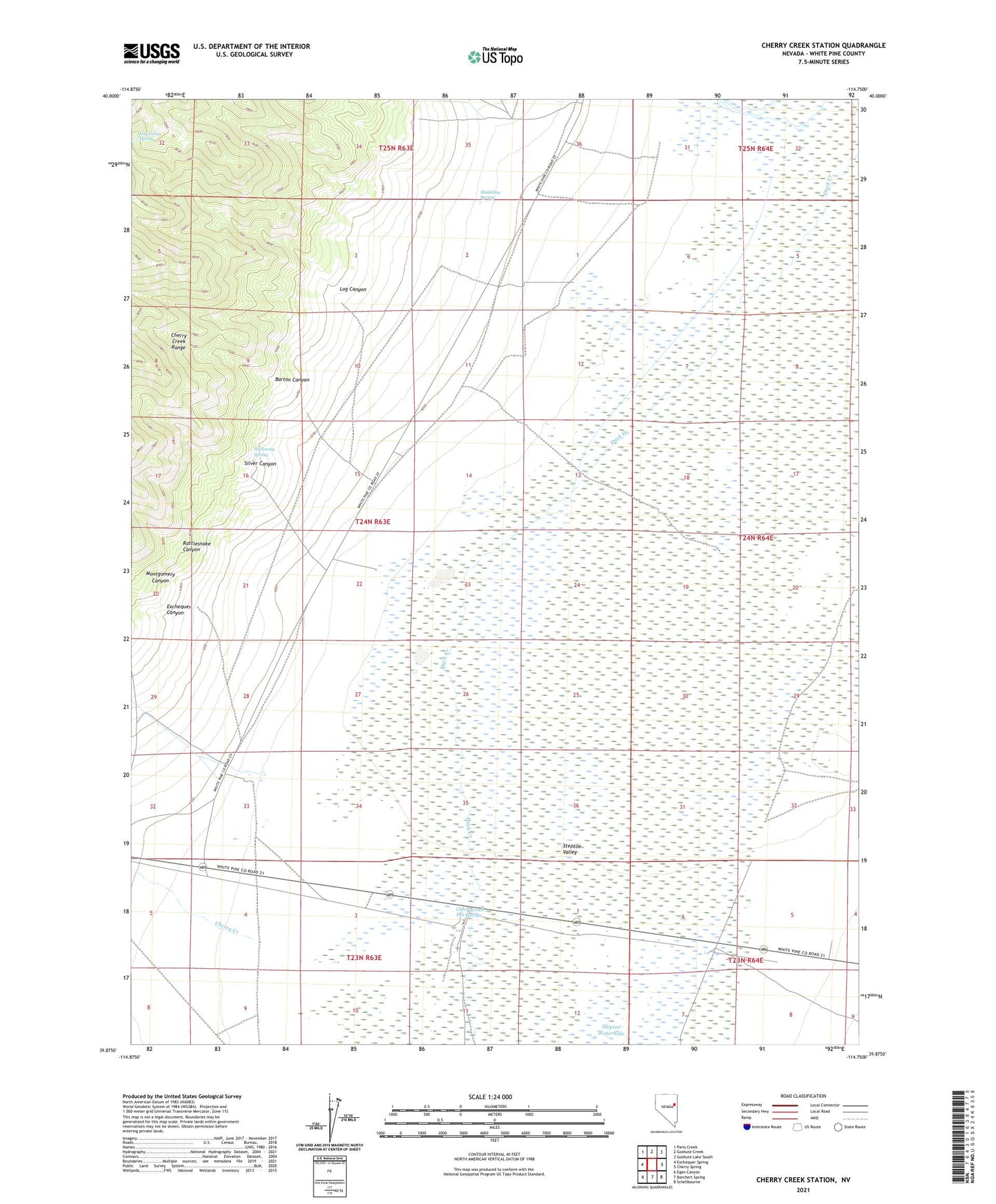 Cherry Creek Station Nevada US Topo Map Image