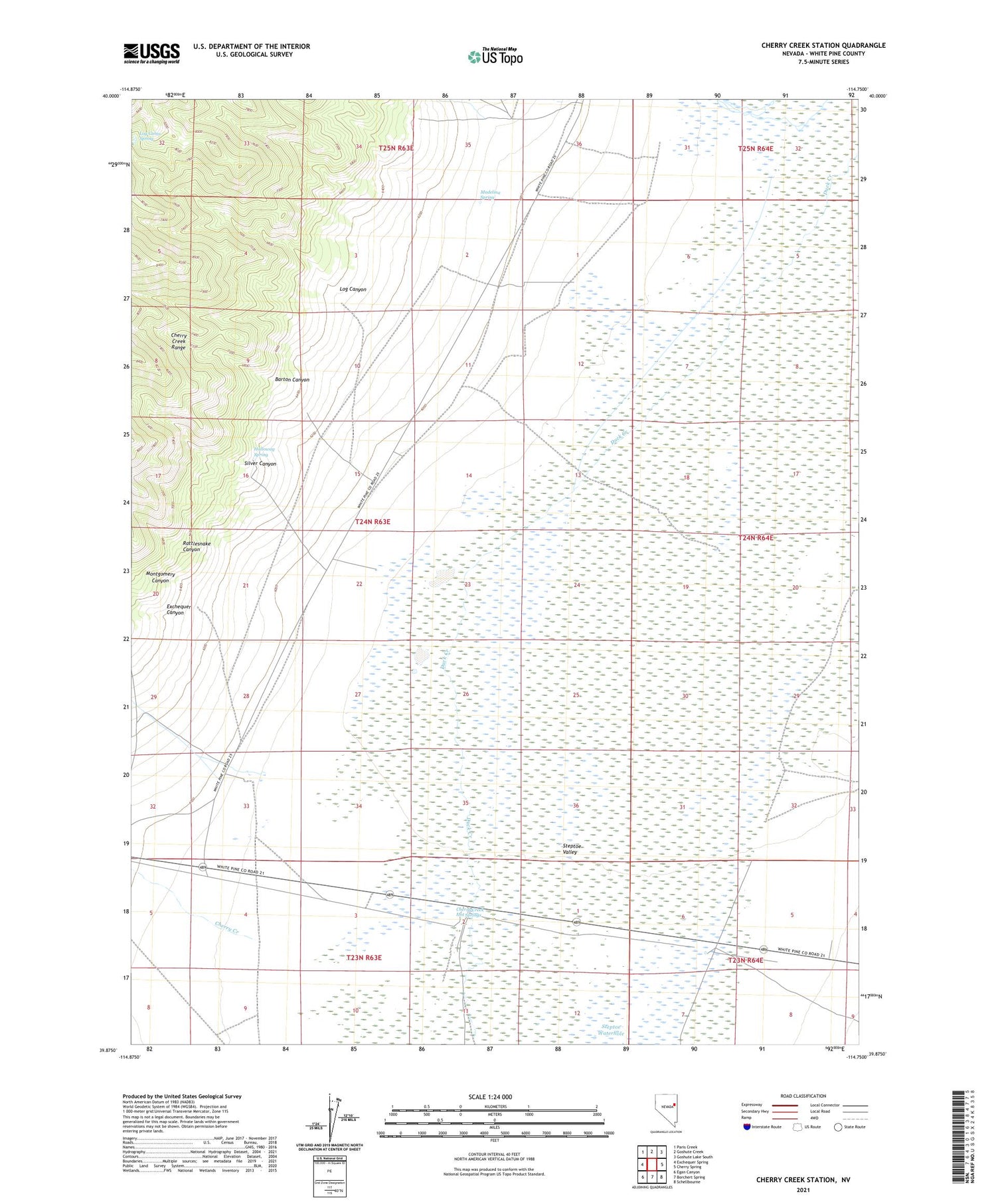Cherry Creek Station Nevada US Topo Map Image