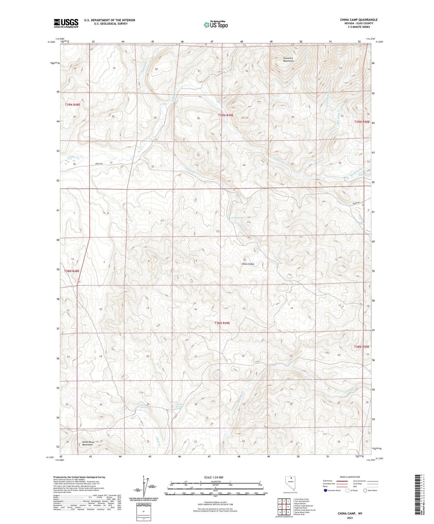 China Camp Nevada US Topo Map Image