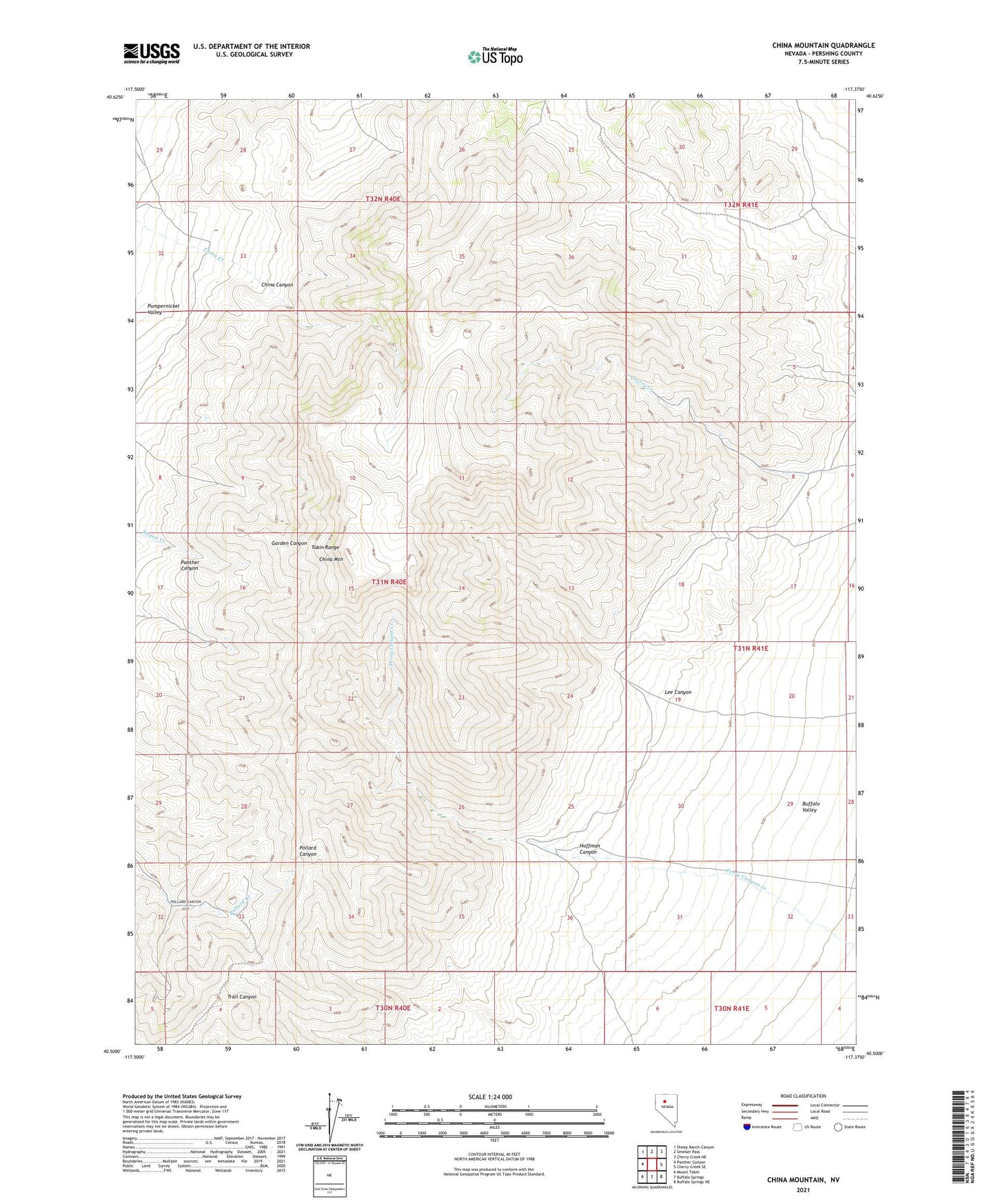 China Mountain Nevada US Topo Map Image