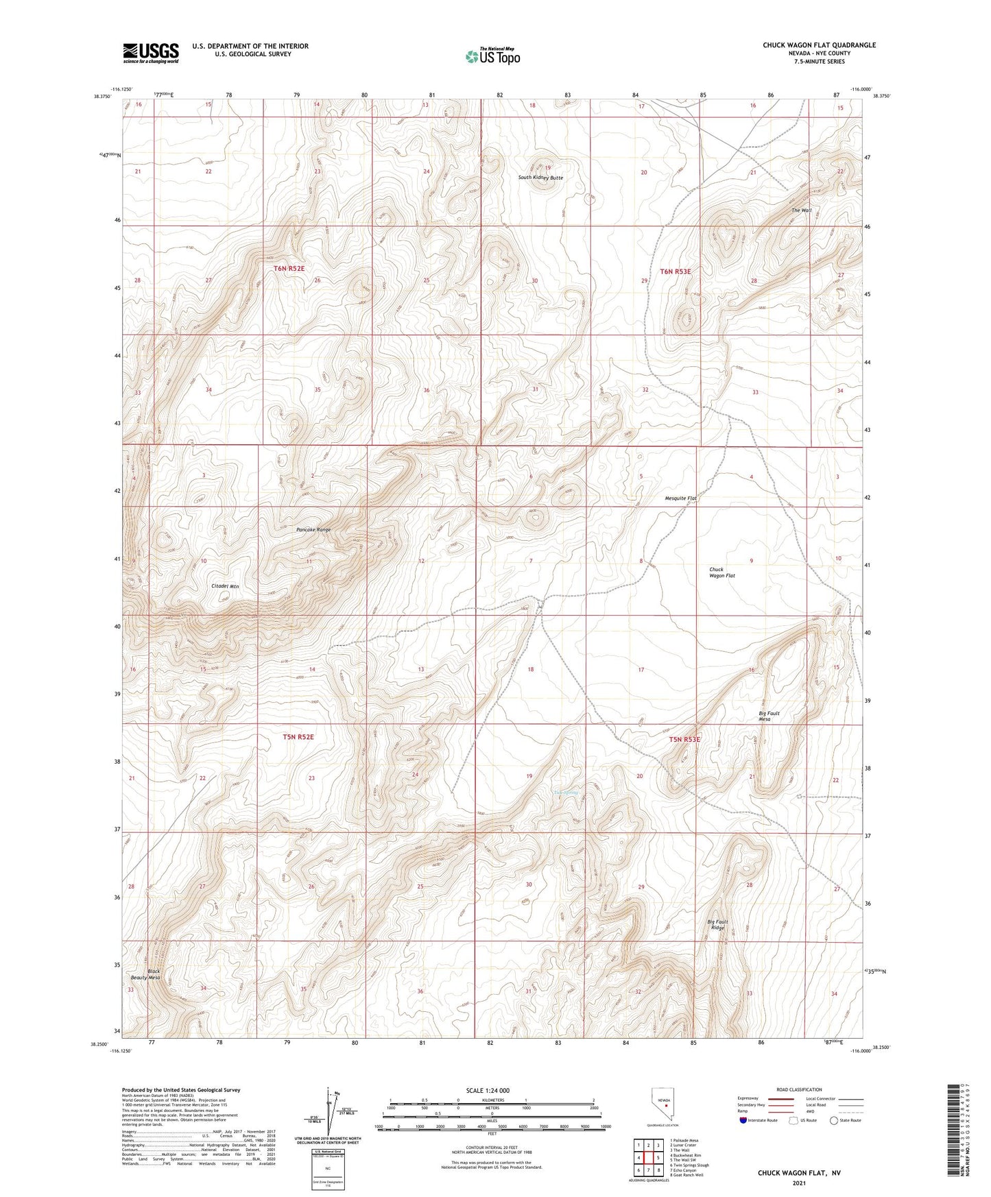 Chuck Wagon Flat Nevada US Topo Map Image