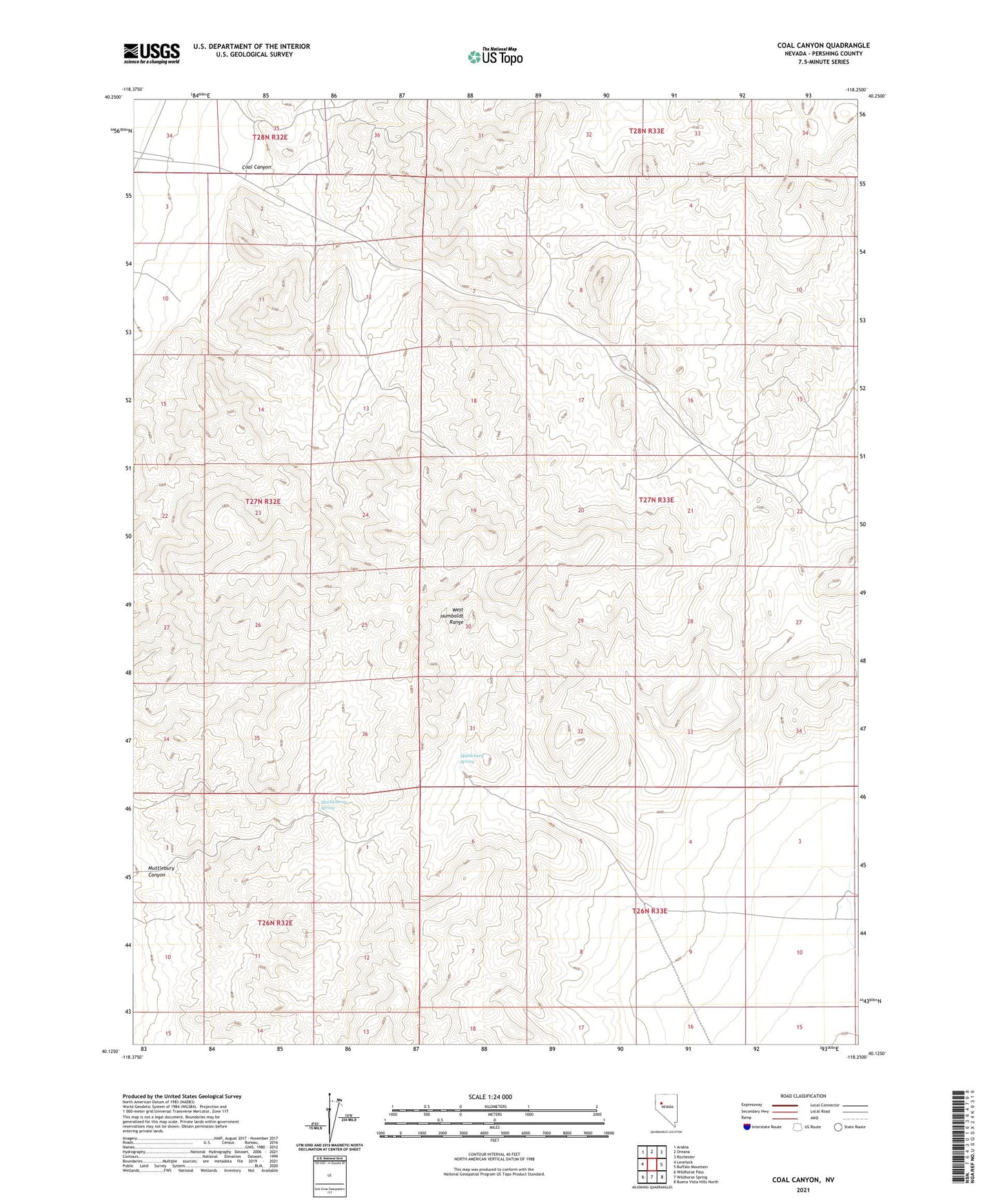 Coal Canyon Nevada US Topo Map Image