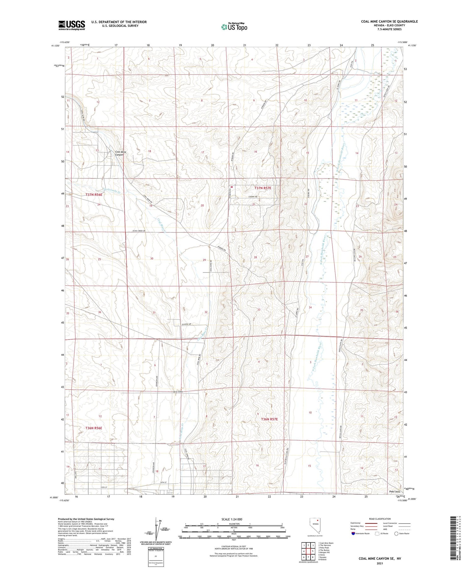 Coal Mine Canyon SE Nevada US Topo Map Image
