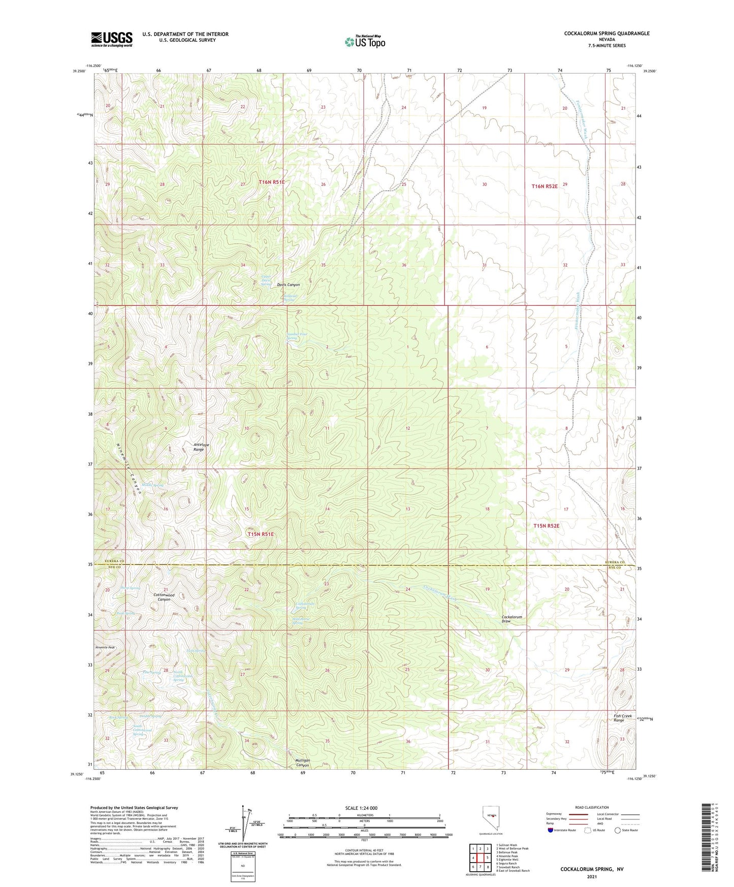 Cockalorum Spring Nevada US Topo Map Image