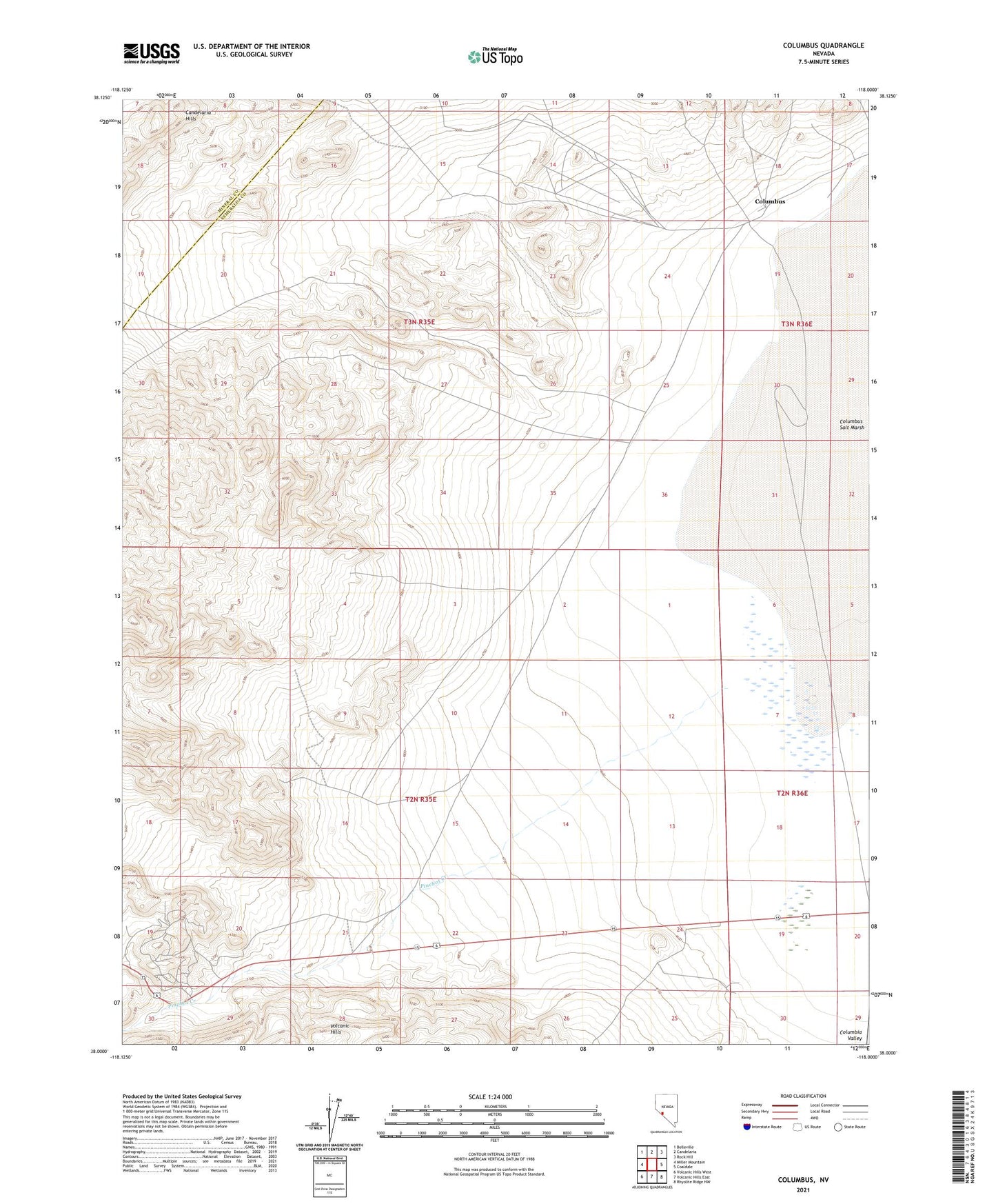 Columbus Nevada US Topo Map Image