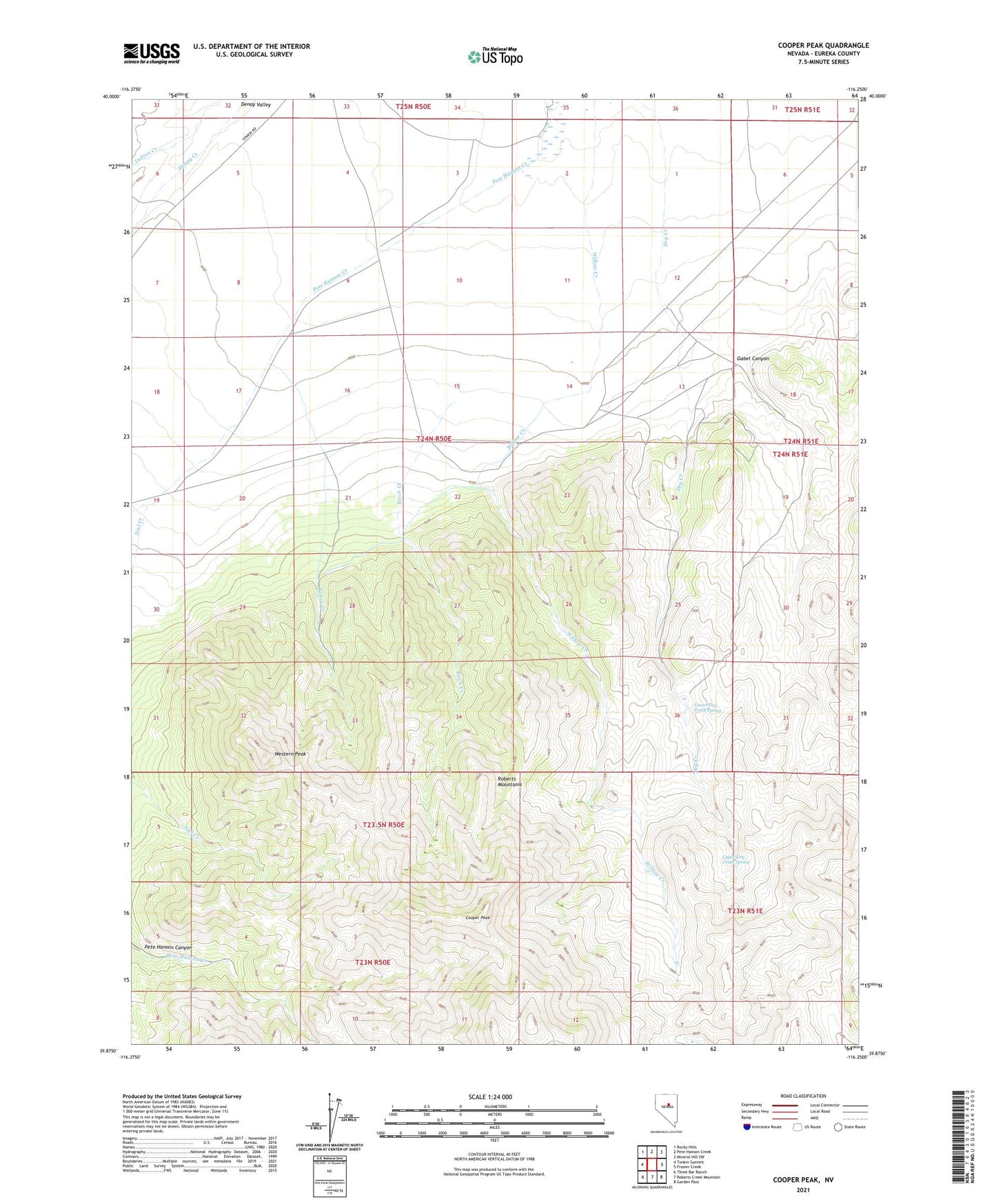 Cooper Peak Nevada US Topo Map Image