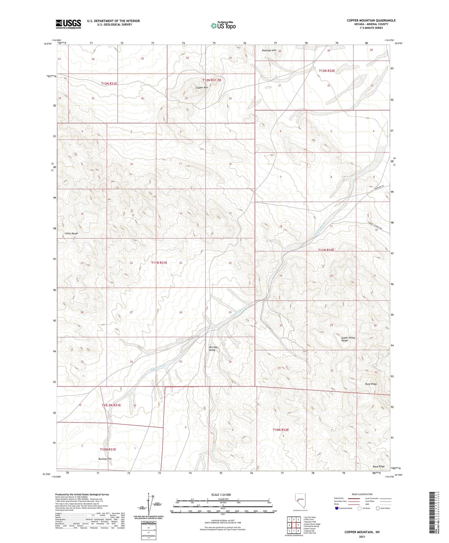 Copper Mountain Nevada US Topo Map Image