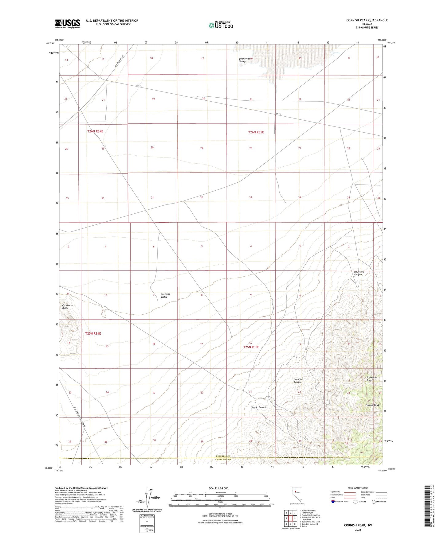 Cornish Peak Nevada US Topo Map Image