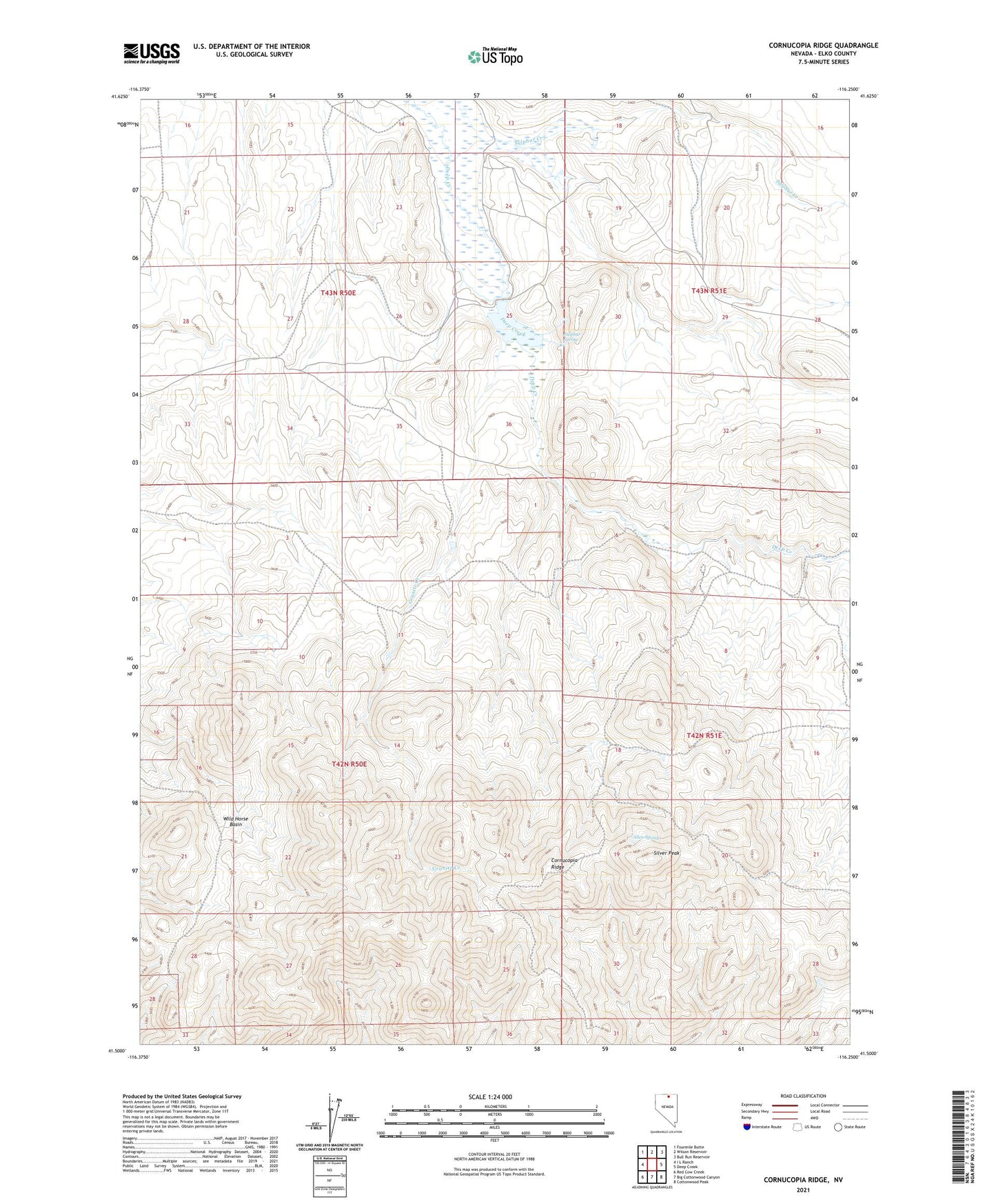 Cornucopia Ridge Nevada US Topo Map Image