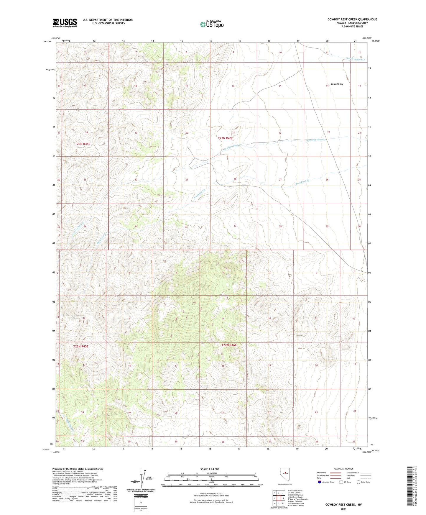 Cowboy Rest Creek Nevada US Topo Map Image