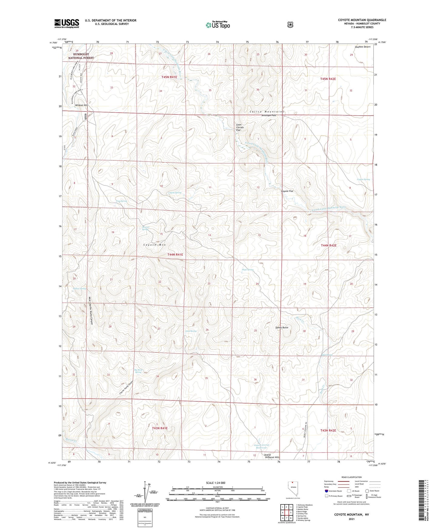 Coyote Mountain Nevada US Topo Map Image