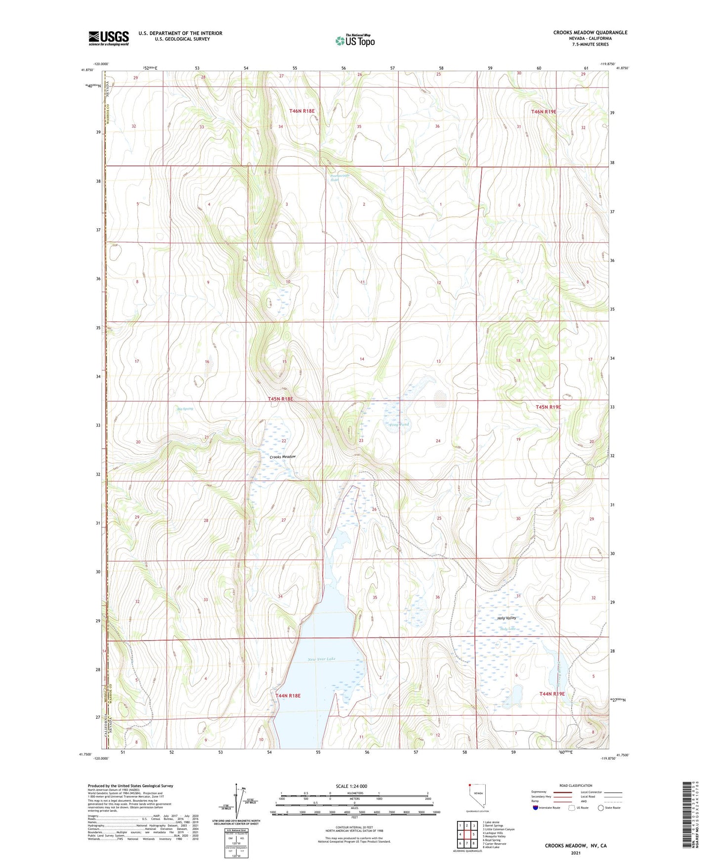 Crooks Meadow Nevada US Topo Map Image