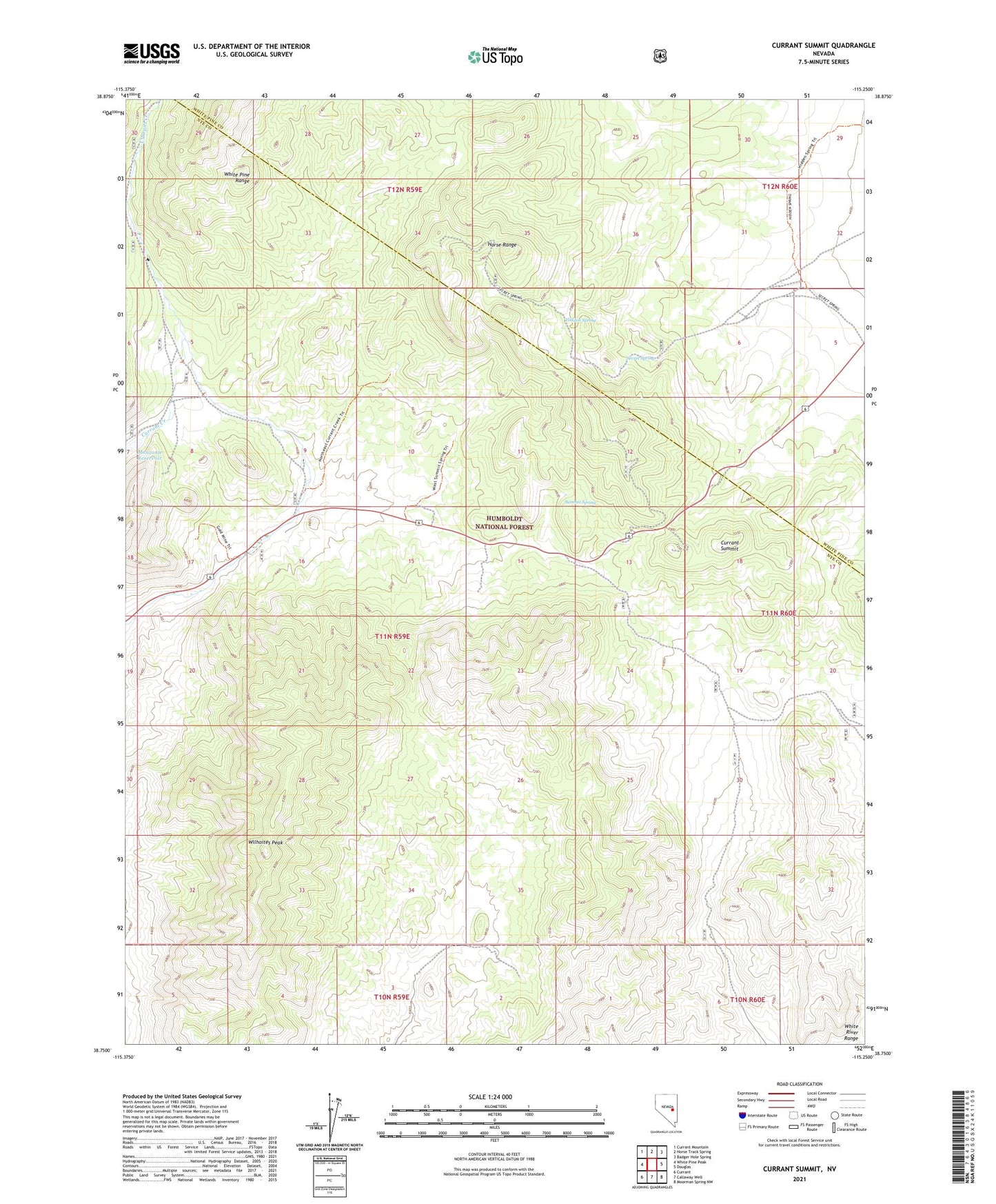 Currant Summit Nevada US Topo Map Image