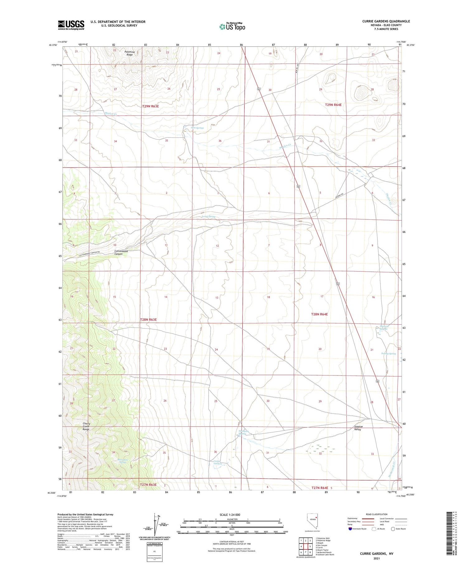 Currie Gardens Nevada US Topo Map Image