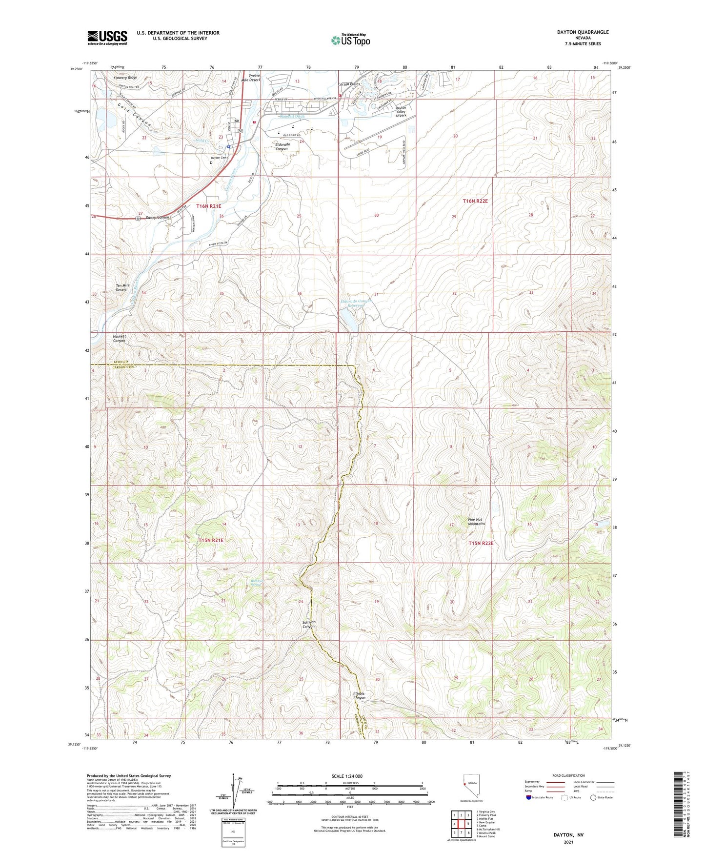 Dayton Nevada US Topo Map Image