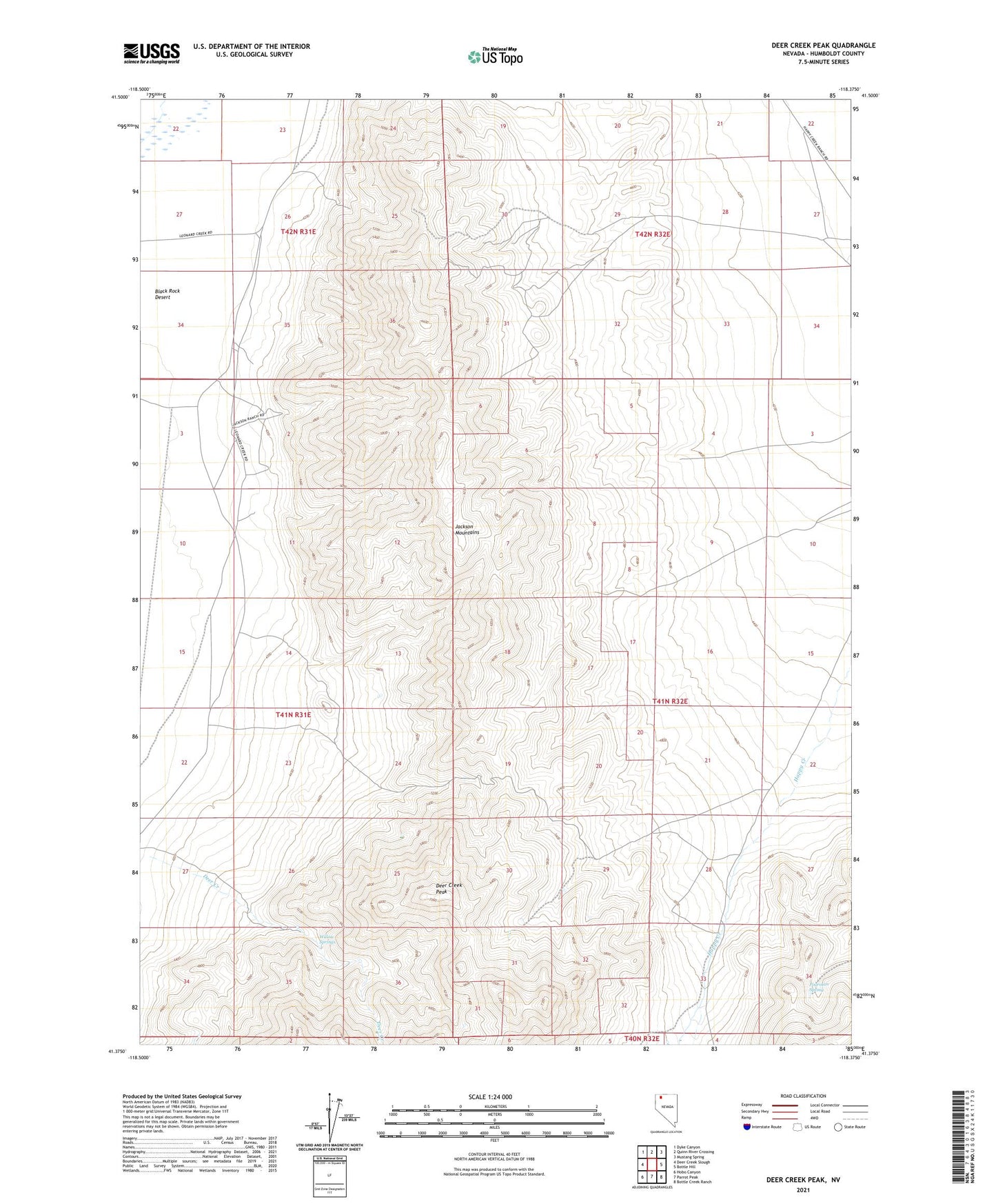 Deer Creek Peak Nevada US Topo Map Image