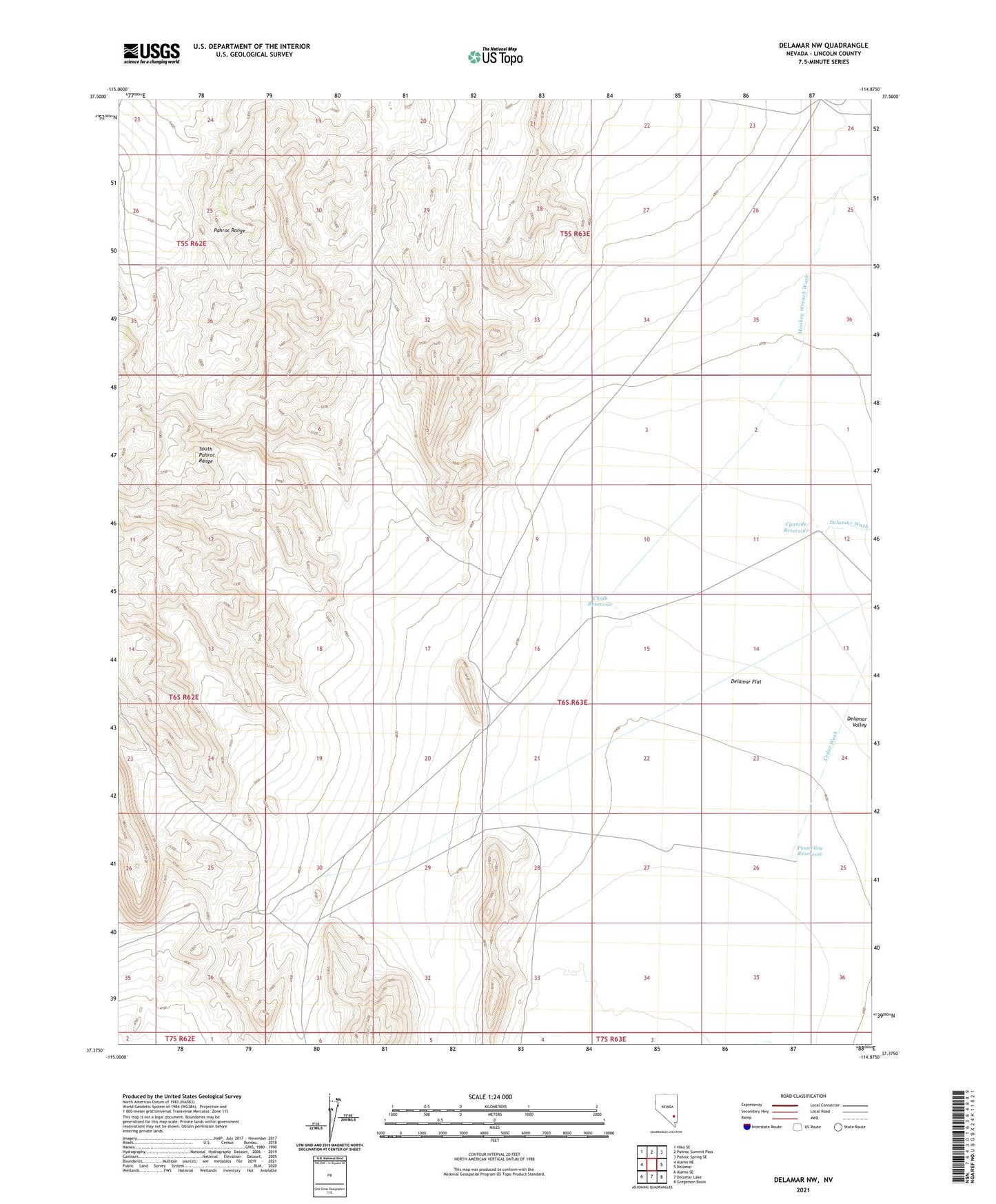 Delamar NW Nevada US Topo Map Image