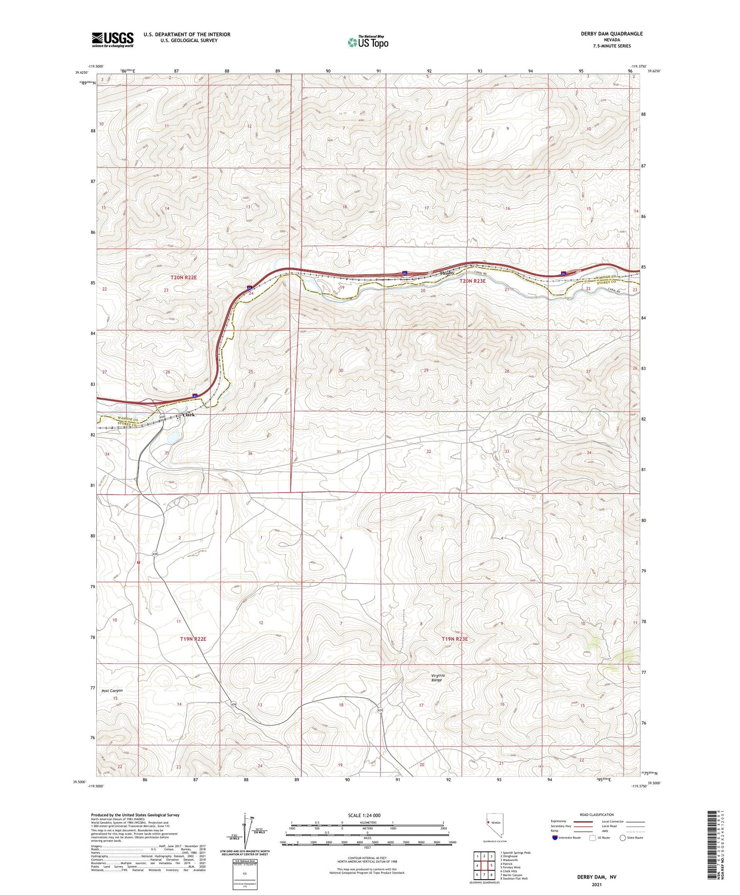 Derby Dam Nevada US Topo Map Image