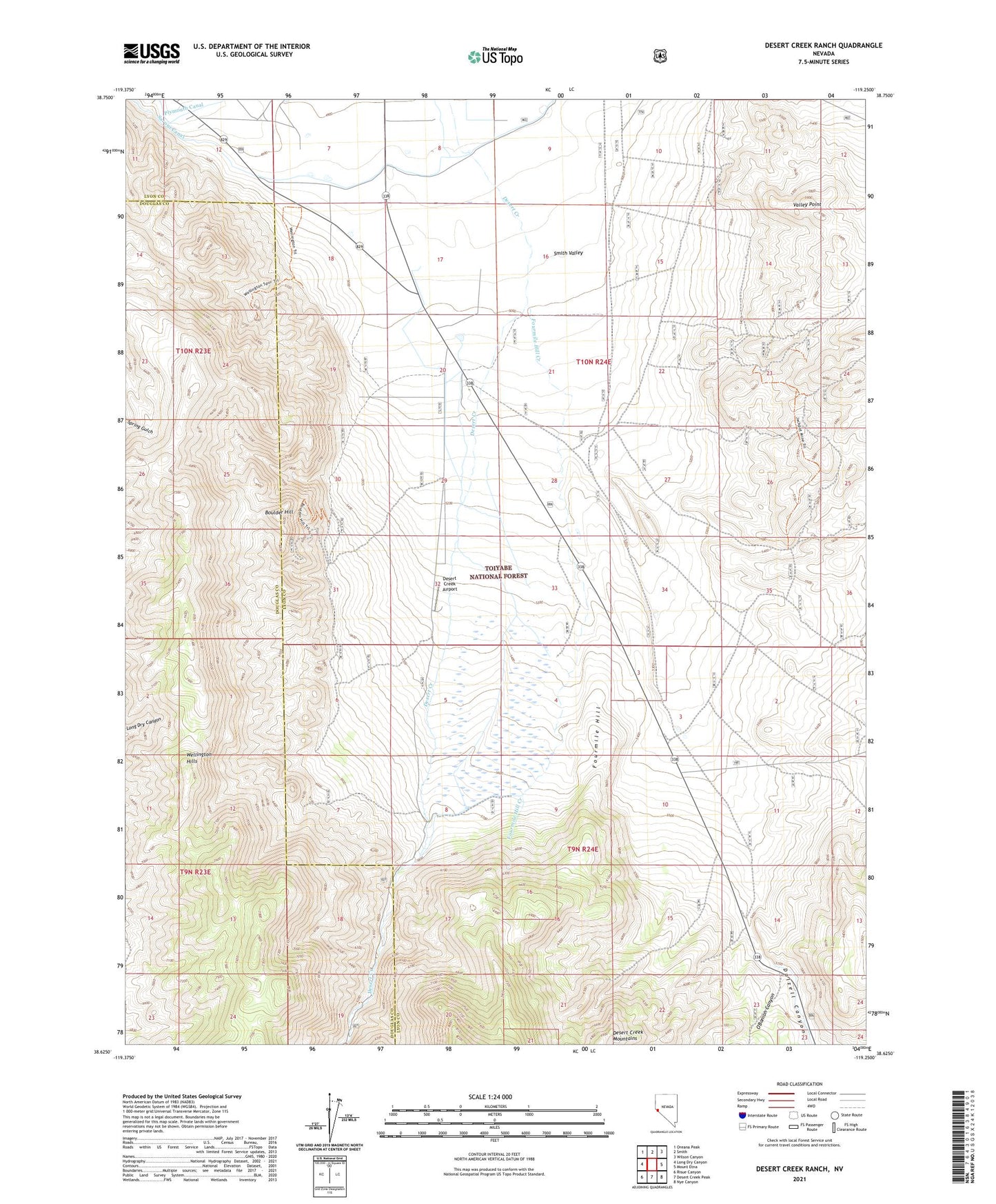 Desert Creek Ranch Nevada US Topo Map Image