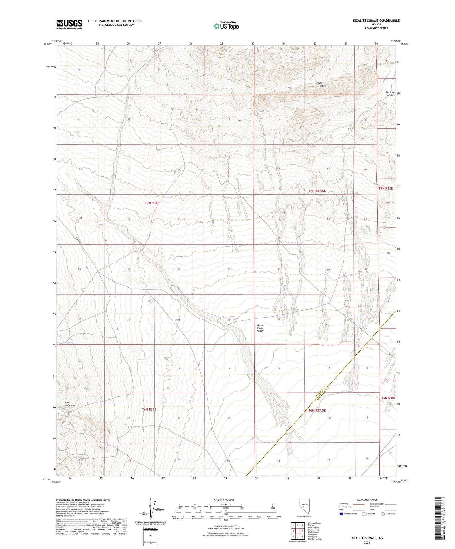 Dicalite Summit Nevada US Topo Map Image