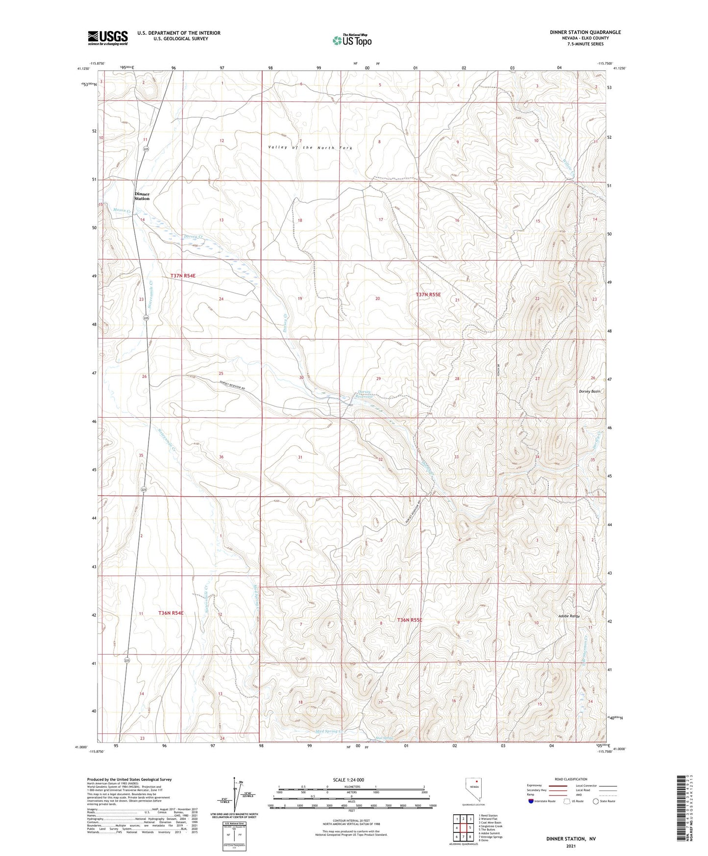 Dinner Station Nevada US Topo Map Image