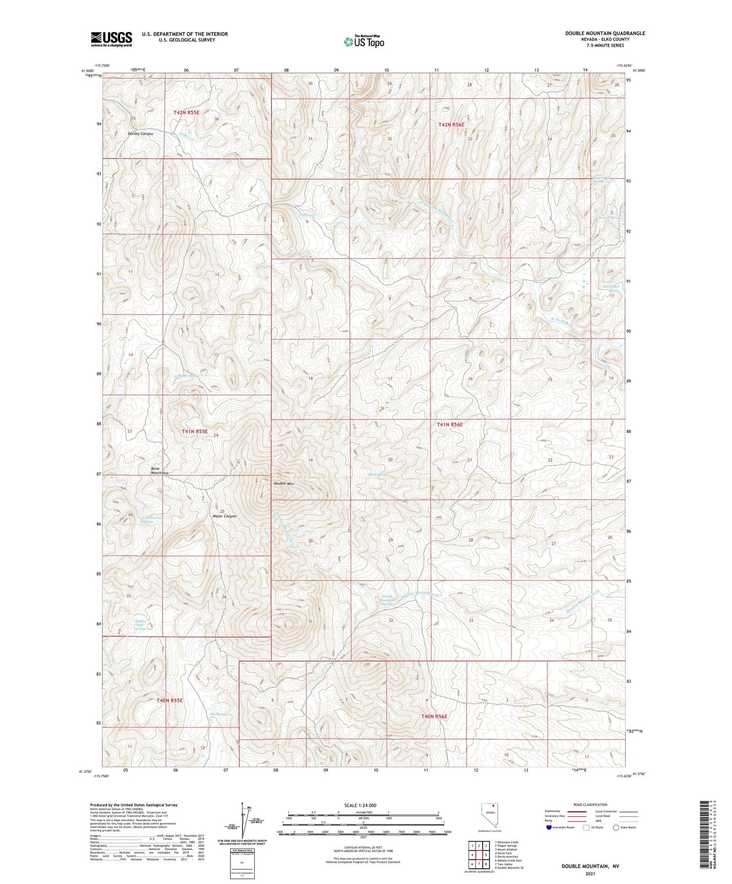 Double Mountain Nevada US Topo Map Image