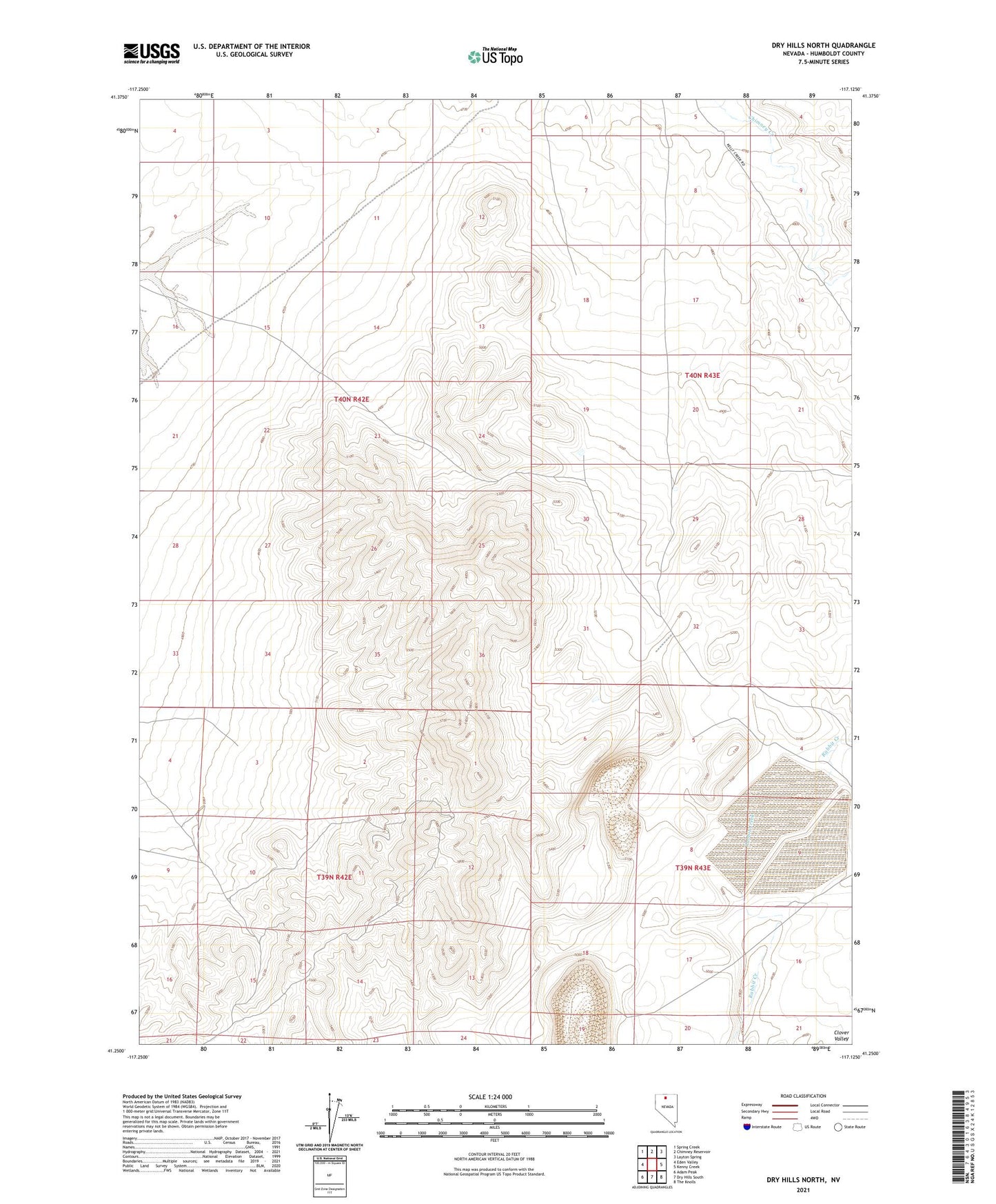 Dry Hills North Nevada US Topo Map Image
