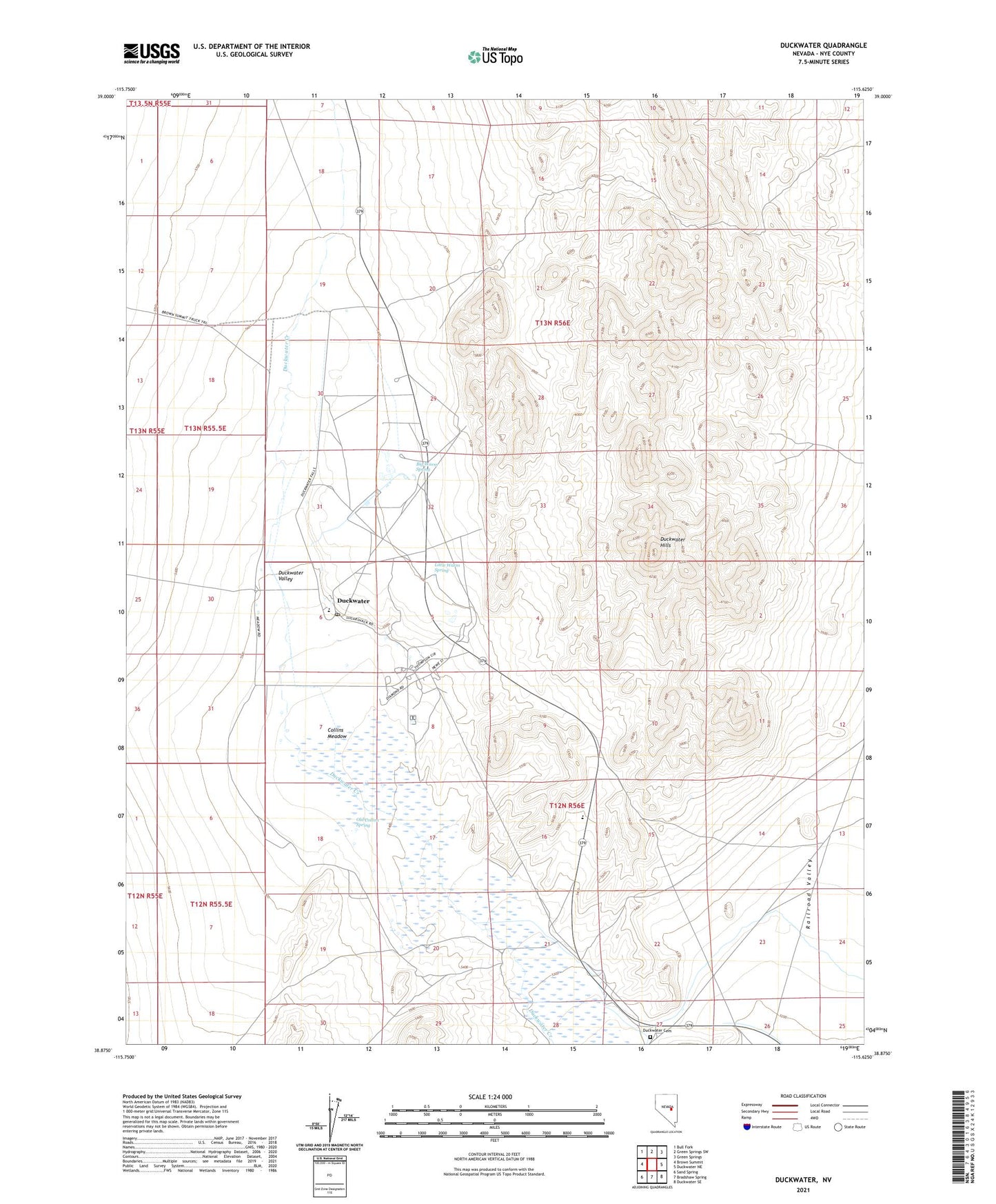 Duckwater Nevada US Topo Map Image
