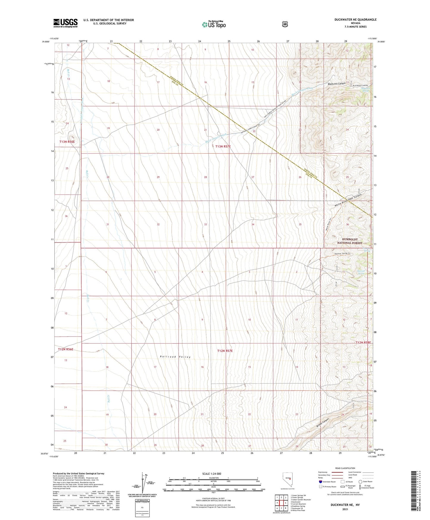 Duckwater NE Nevada US Topo Map Image
