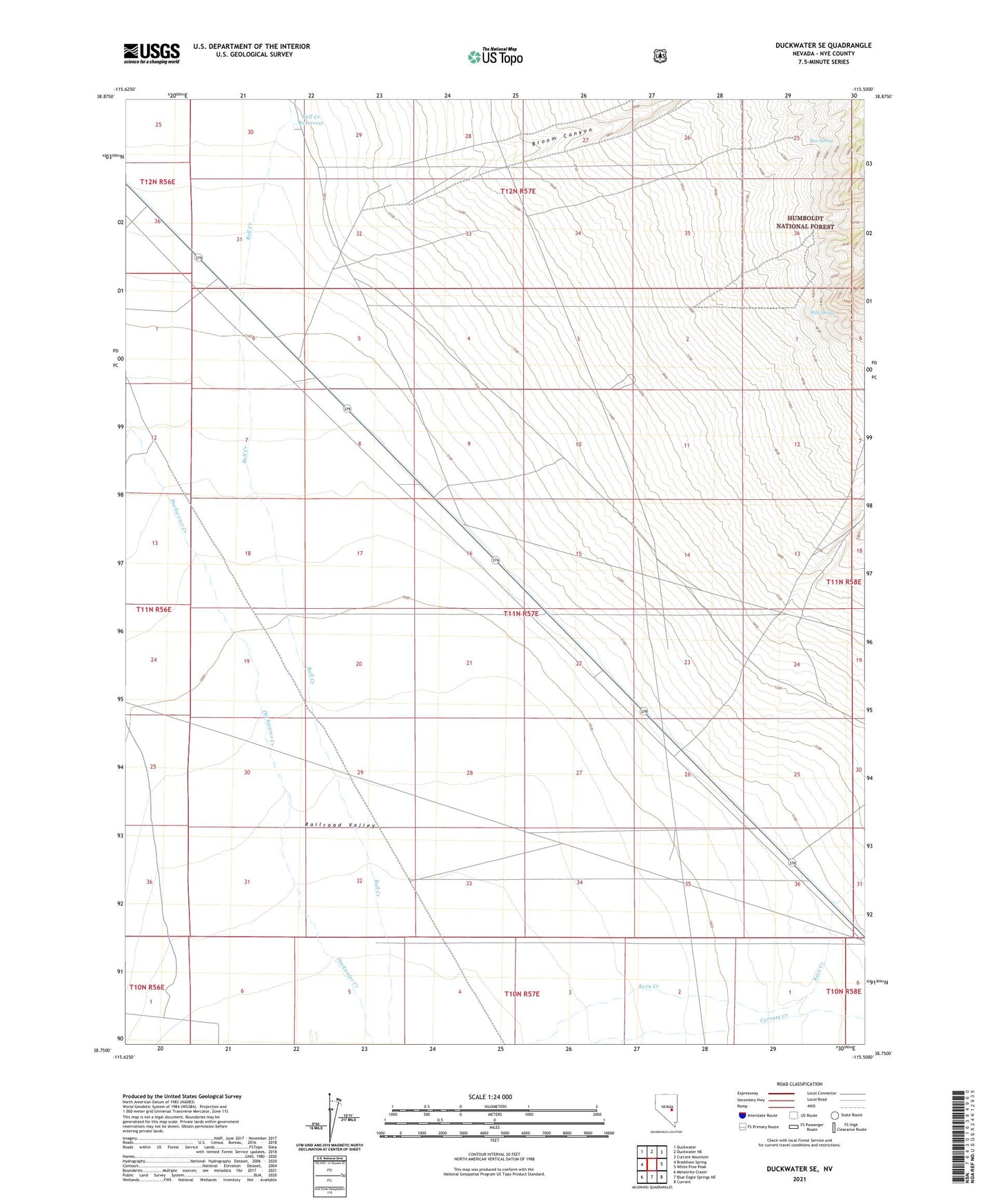 Duckwater SE Nevada US Topo Map Image
