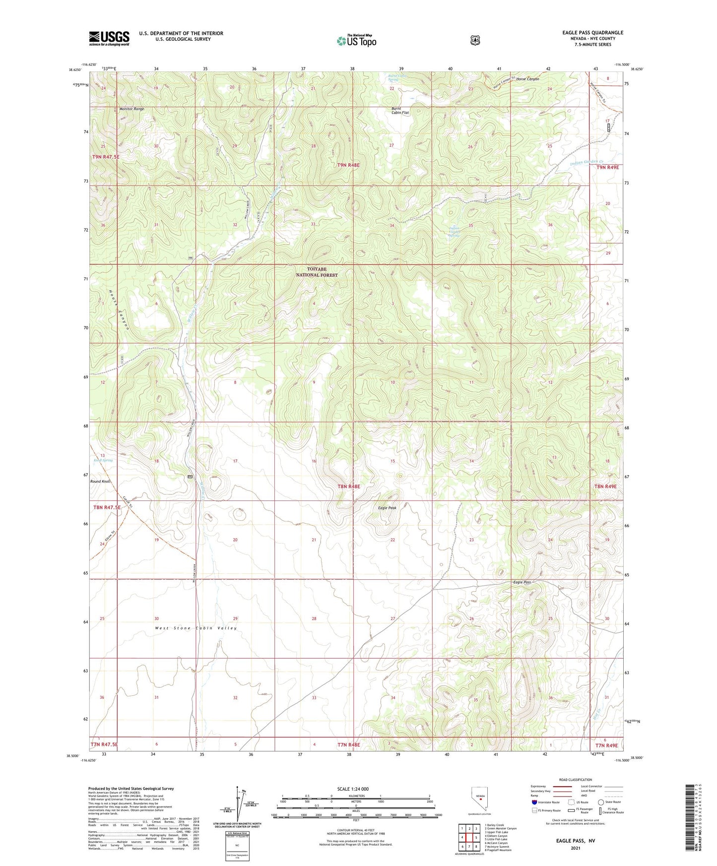 Eagle Pass Nevada US Topo Map Image