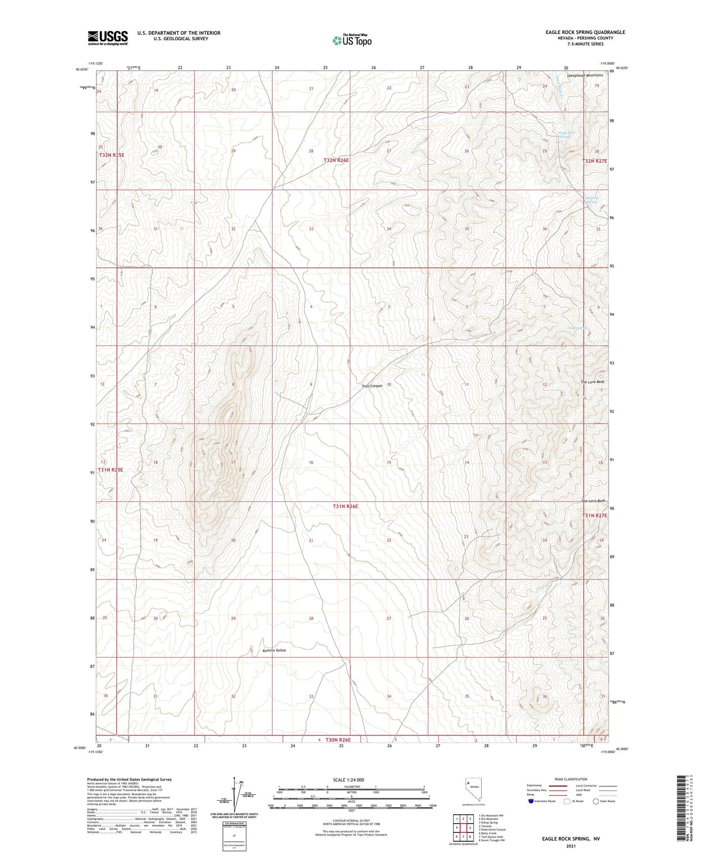 Eagle Rock Spring Nevada US Topo Map Image