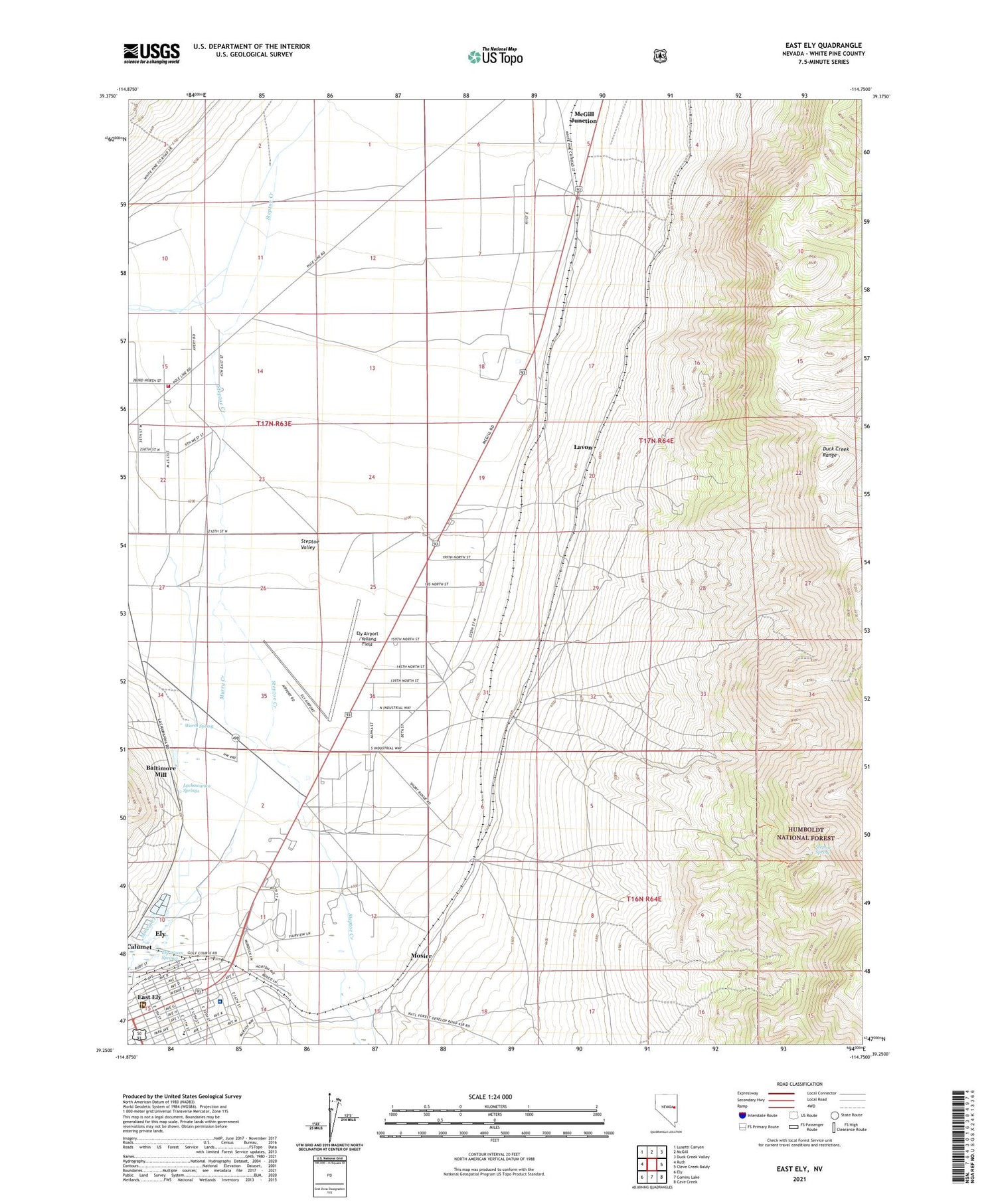 East Ely Nevada US Topo Map Image