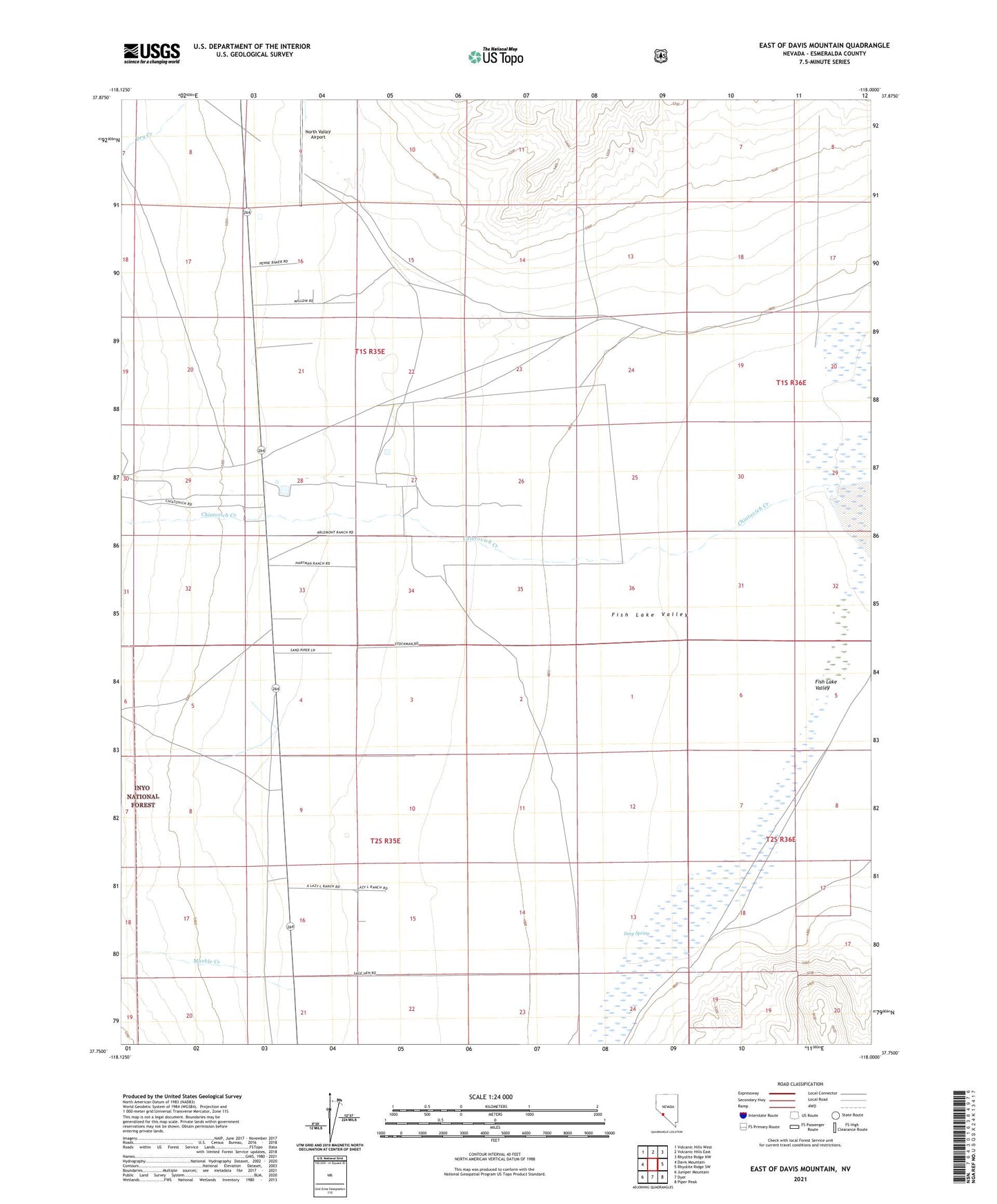 East of Davis Mountain Nevada US Topo Map Image