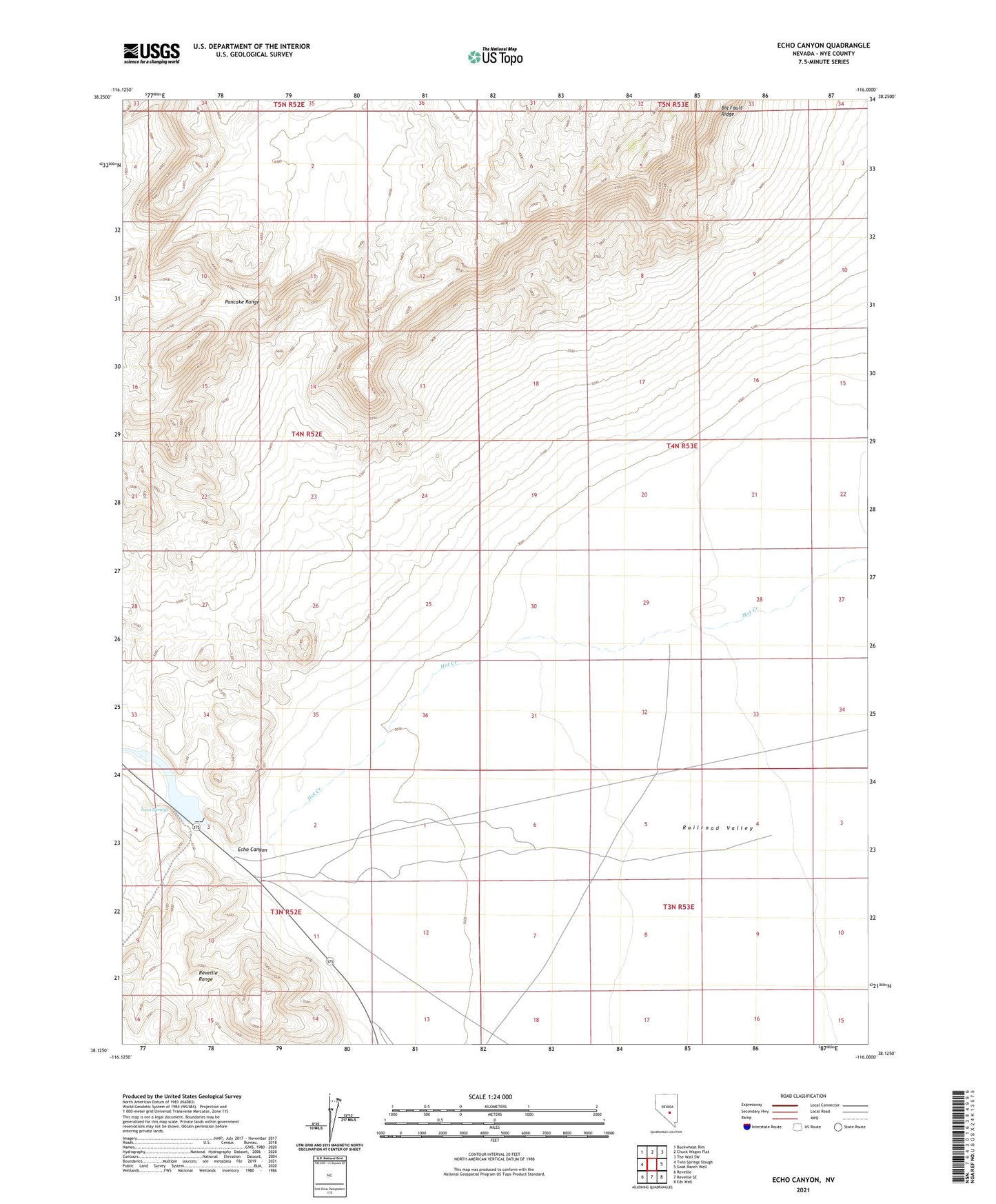 Echo Canyon Nevada US Topo Map Image