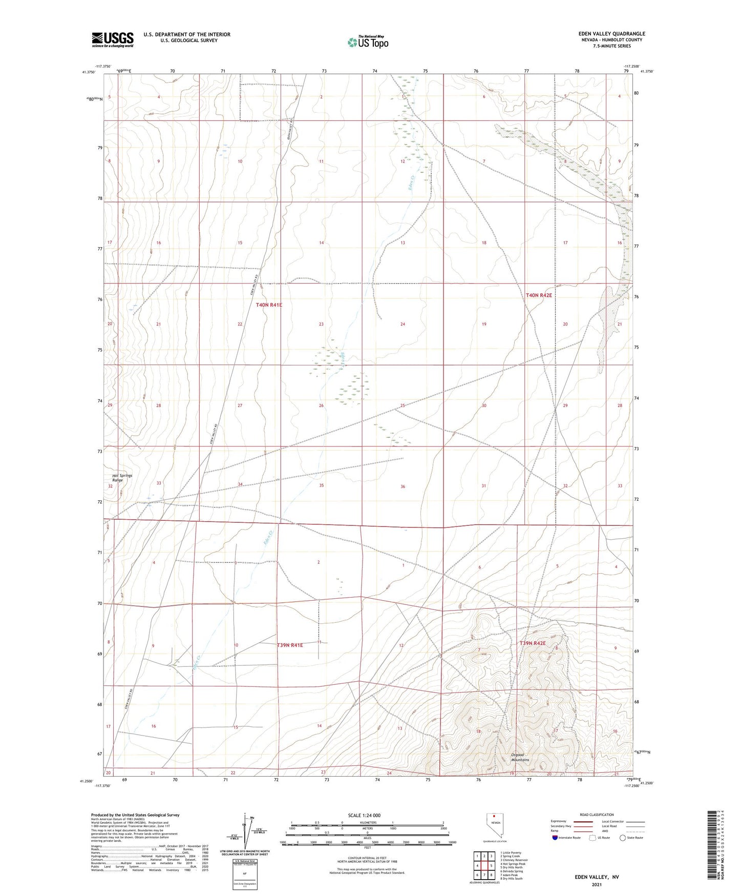 Eden Valley Nevada US Topo Map Image