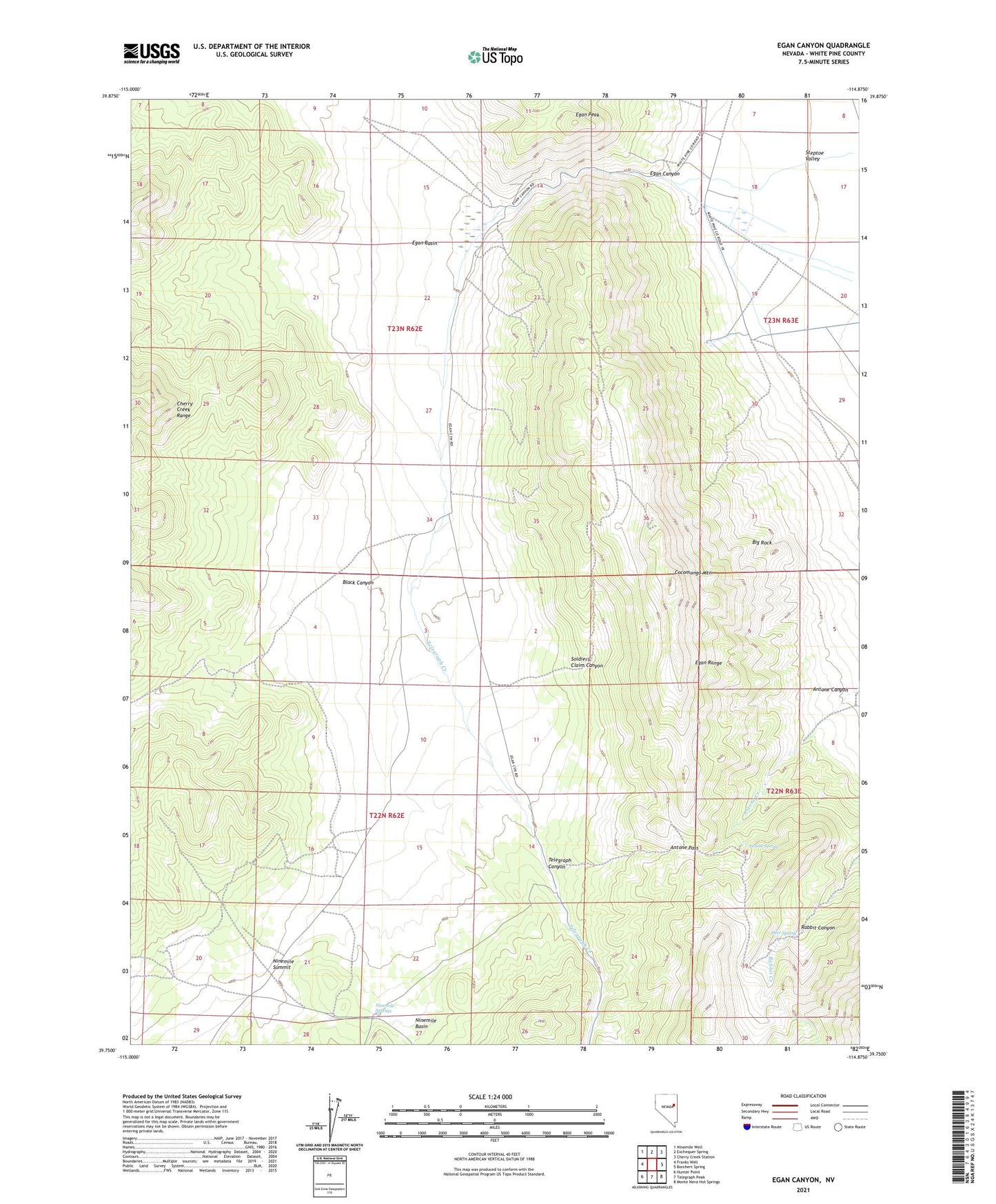 Egan Canyon Nevada US Topo Map Image