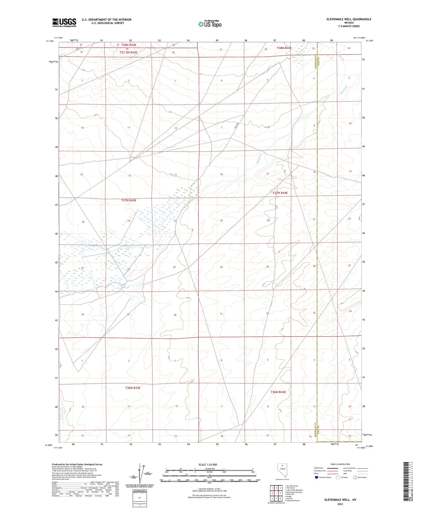 Elevenmile Well Nevada US Topo Map Image